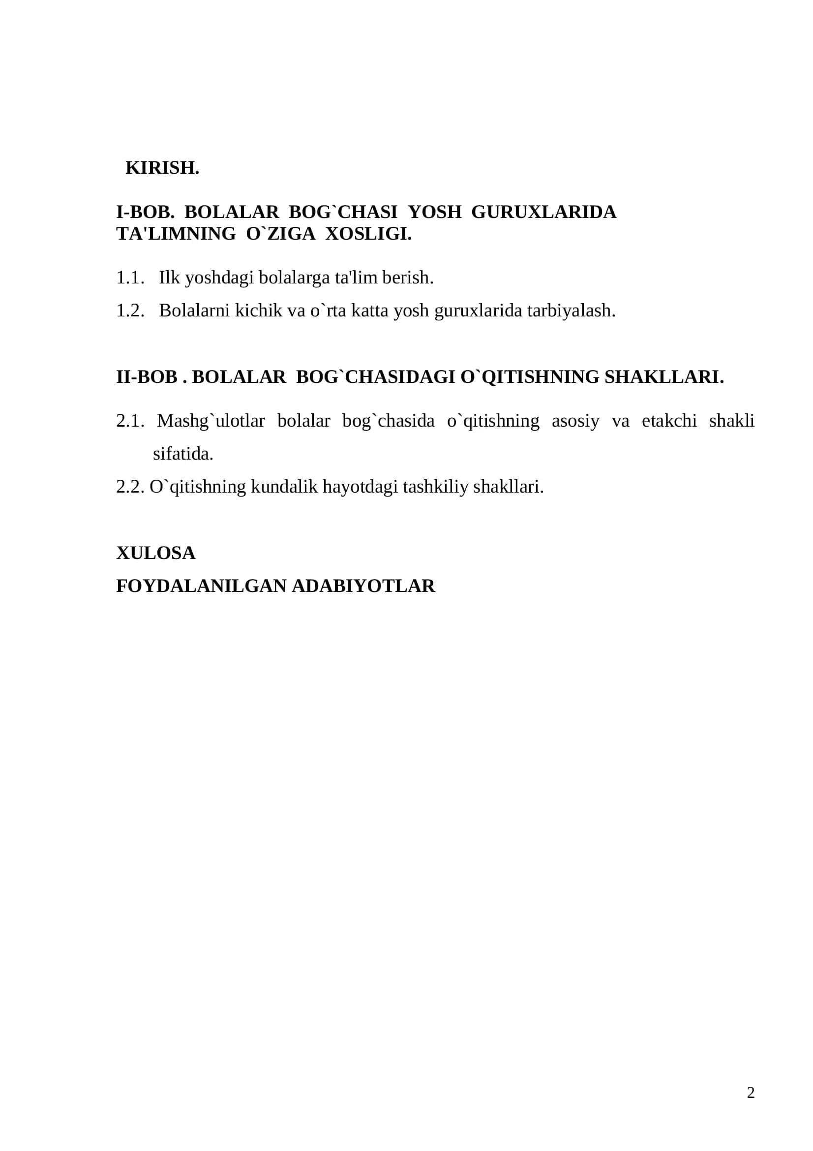Maktabgacha ta'lim muassasasida pedagogik jarayonni tashkil etish 2
