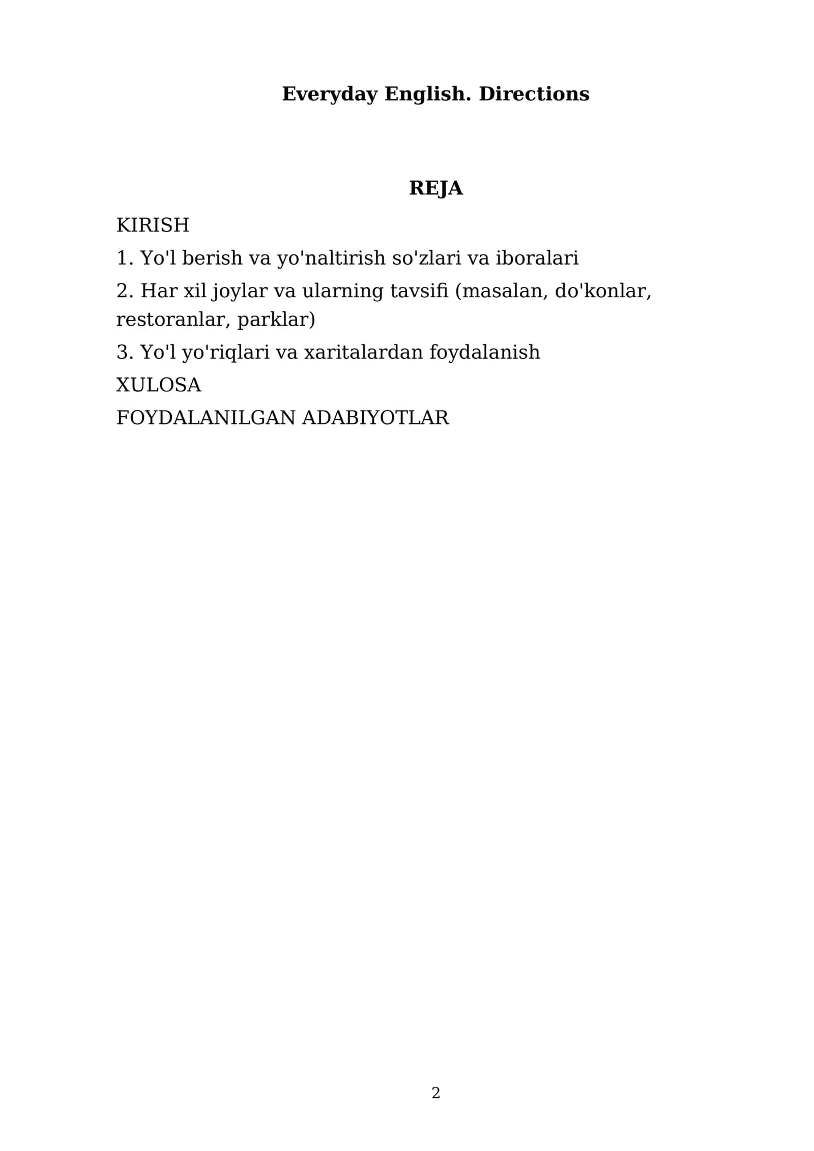 Everyday English. Directions 2