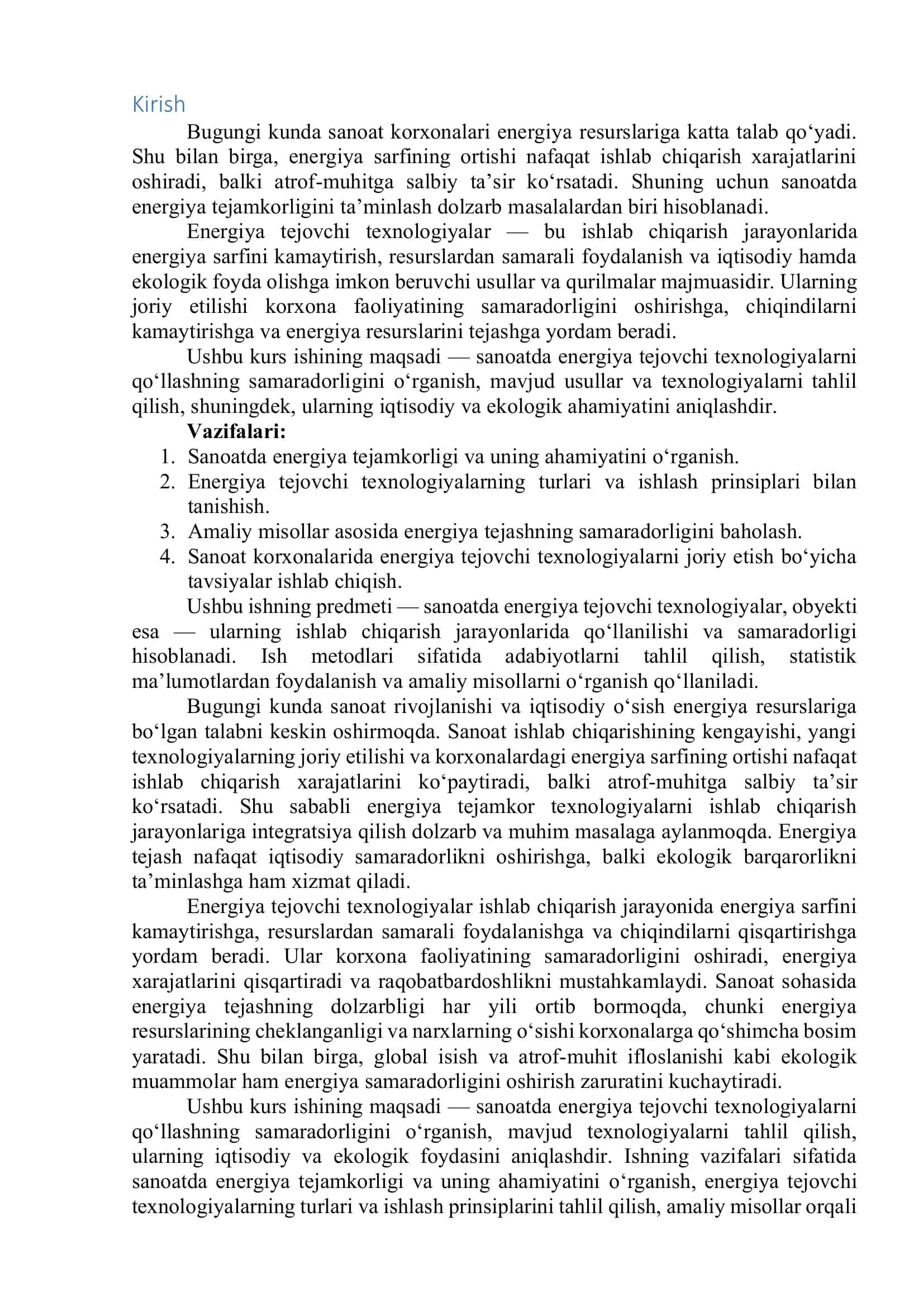 SANOATDA ENERGIYA TEJOVCHI TEXNOLOGIYALARNI QO‘LLASH 2