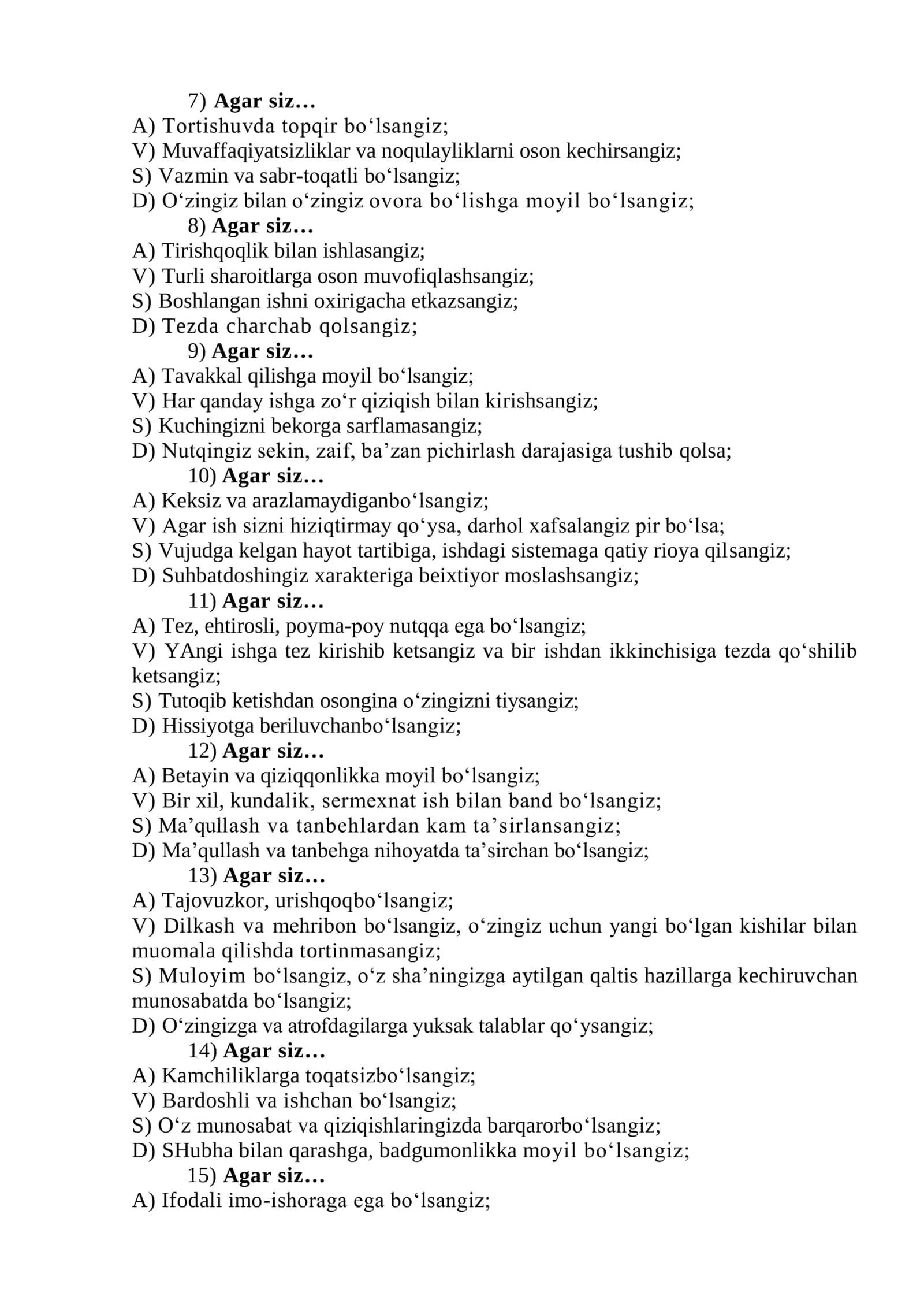 TEMPERAMENTNI O‘RGANISH METODIKASI. TEMPERAMENT FORMULASI 2