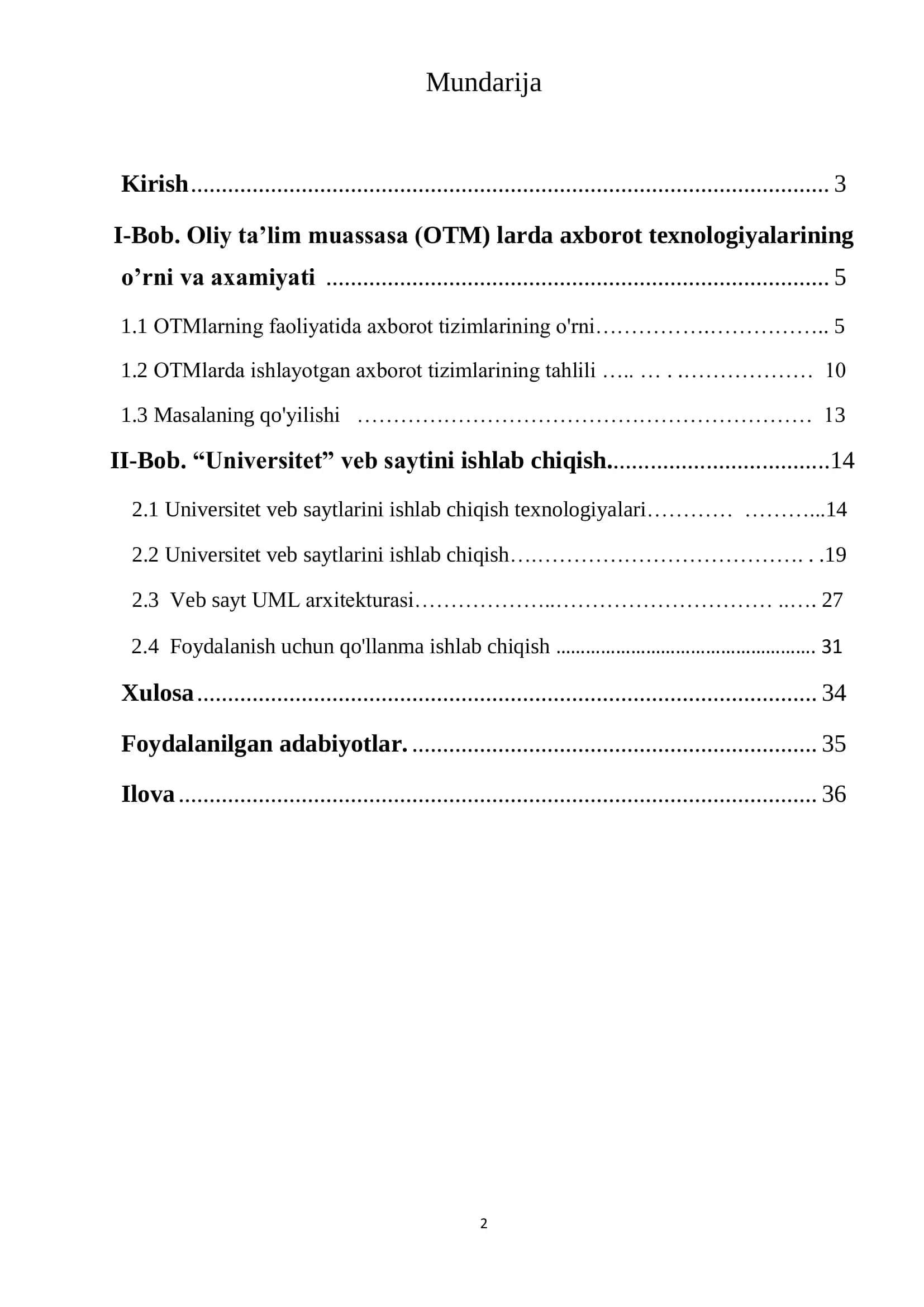 Universitet veb saytlarini ishlab chiqish 2