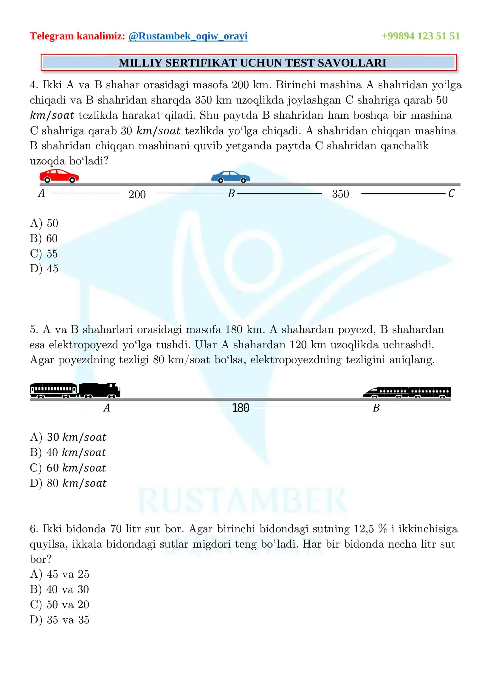 MILLIY SERTIFIKAT UCHUN TEST SAVOLLARI 2