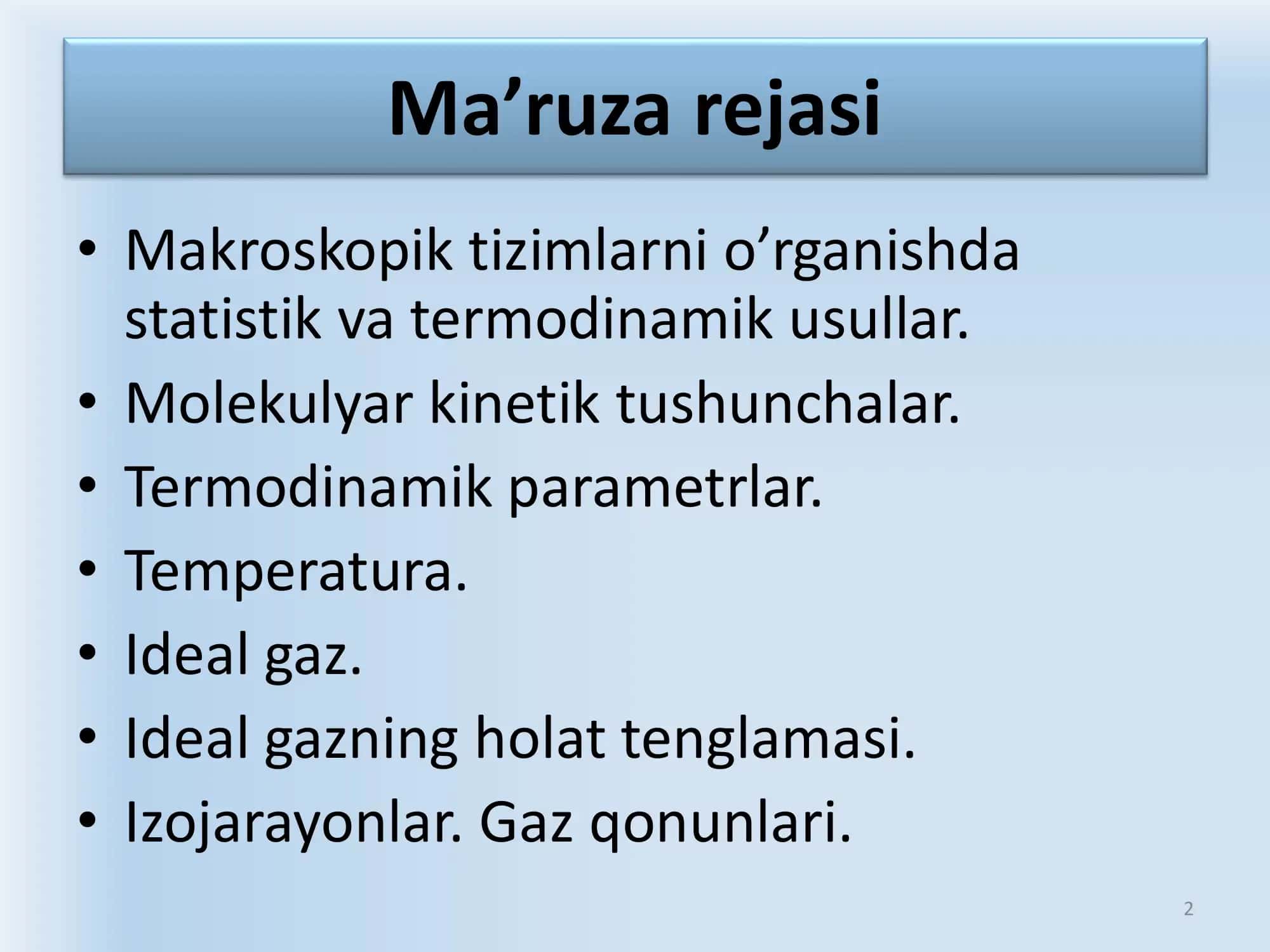 Termodinamik tizim 2