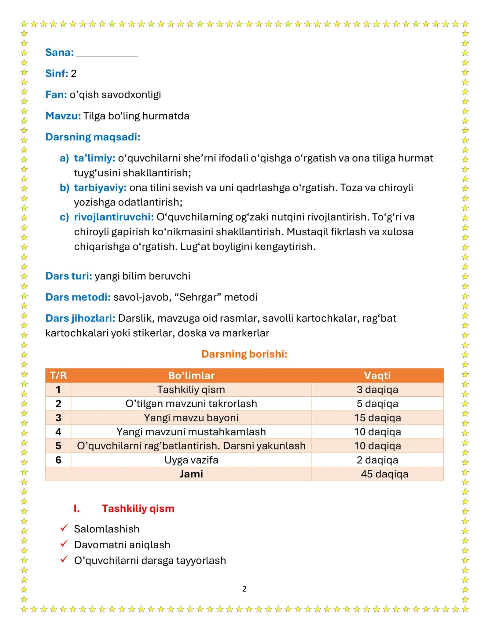 “Tilga bo'ling hurmatda” darsi 2