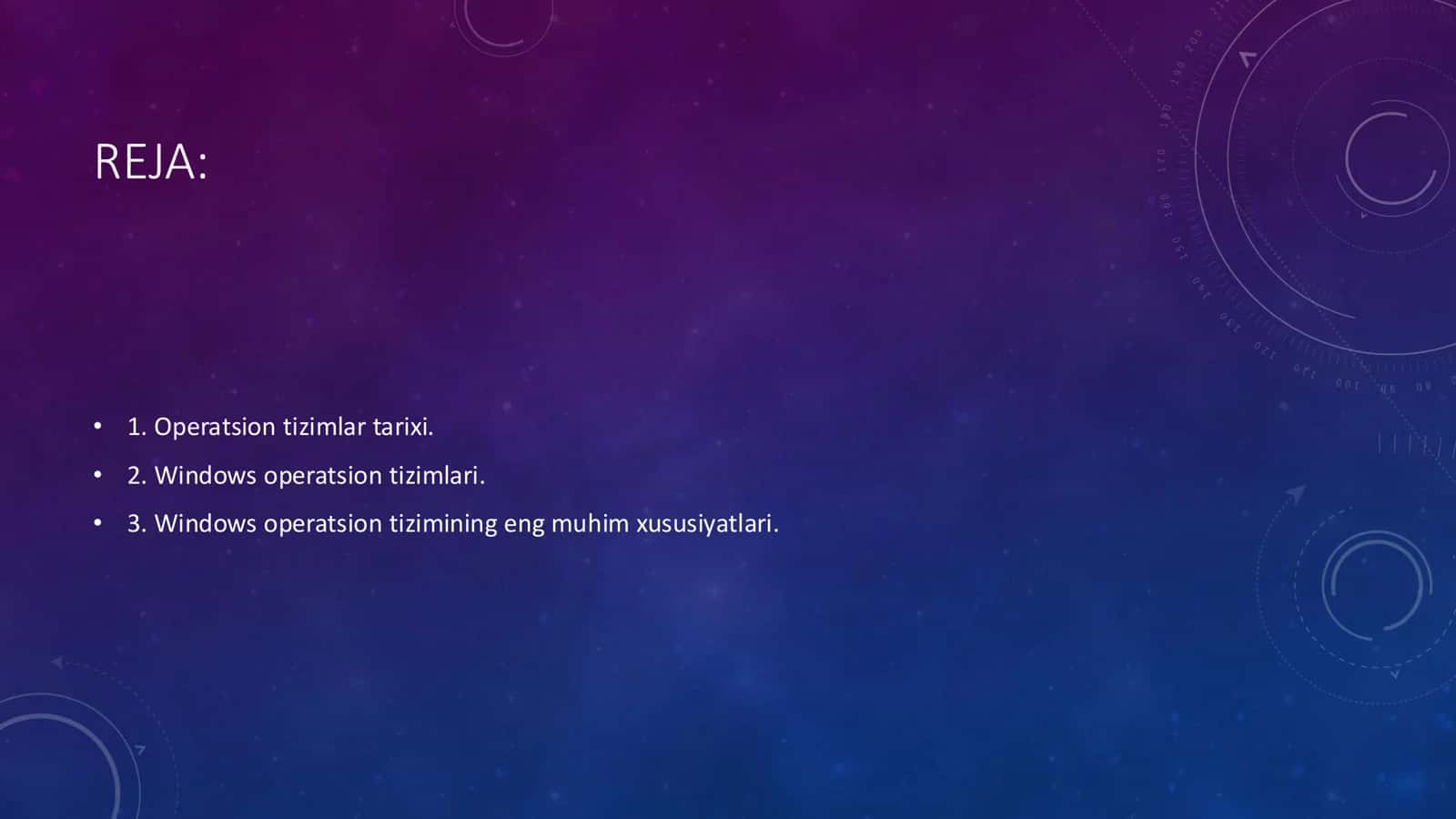 WINDOWS OILASI OPERASION TIZIMI TARIXI, IMKONIYATLARI 2