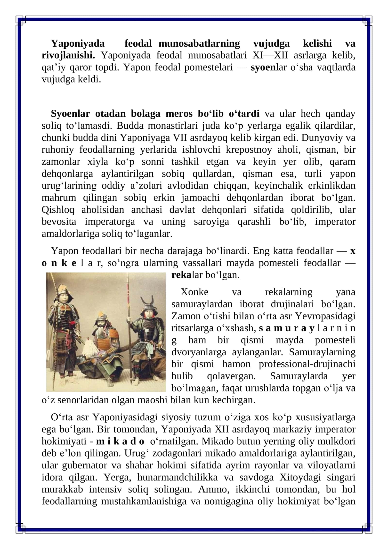 XI-XVI ASRLARDA YAPONYA 2