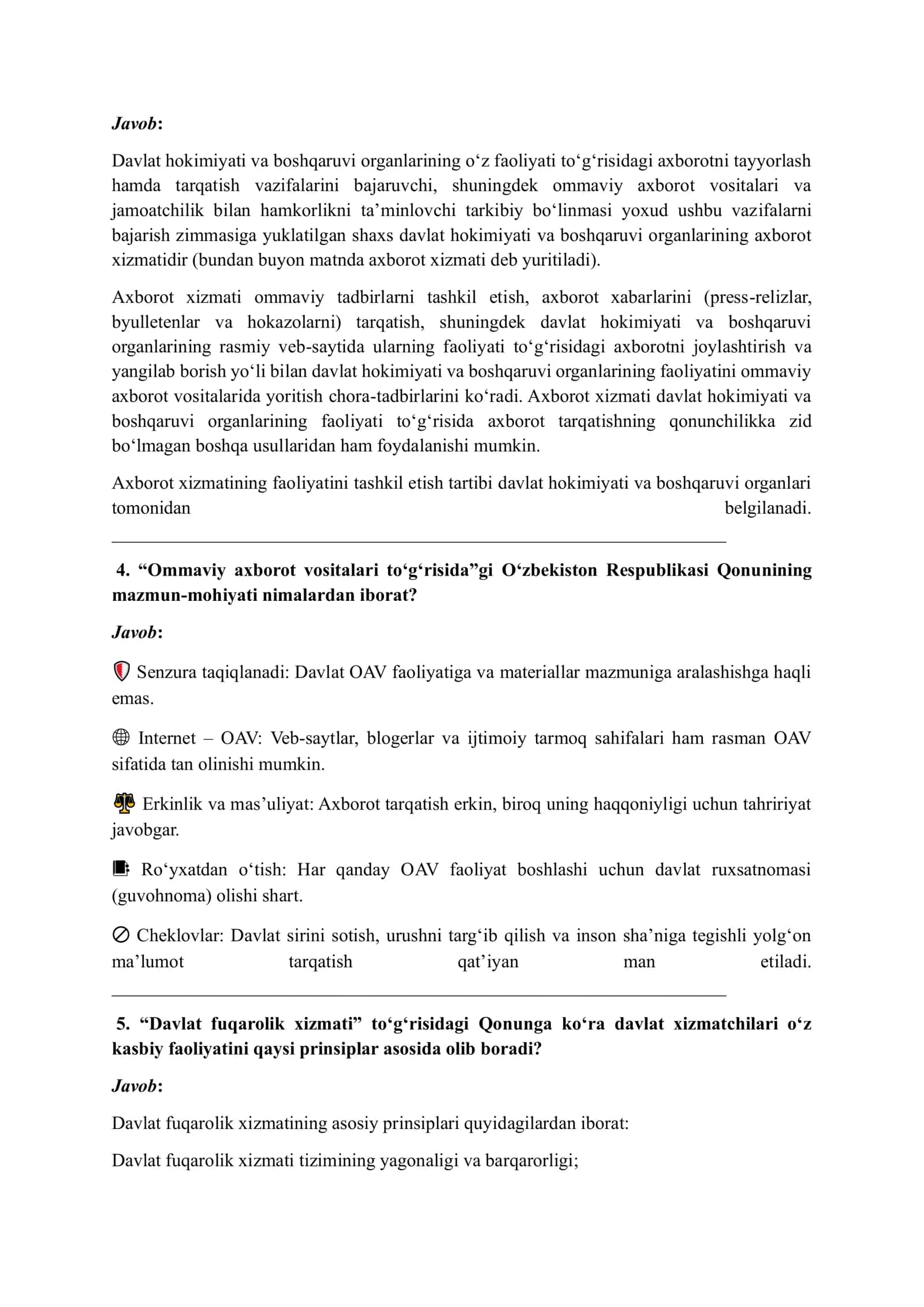YOSHLAR ISHLARI AGENTLIGI AXBOROT XIZMATI 2026 SUHBAT SAVOL-JAVOB VARAQASI 2