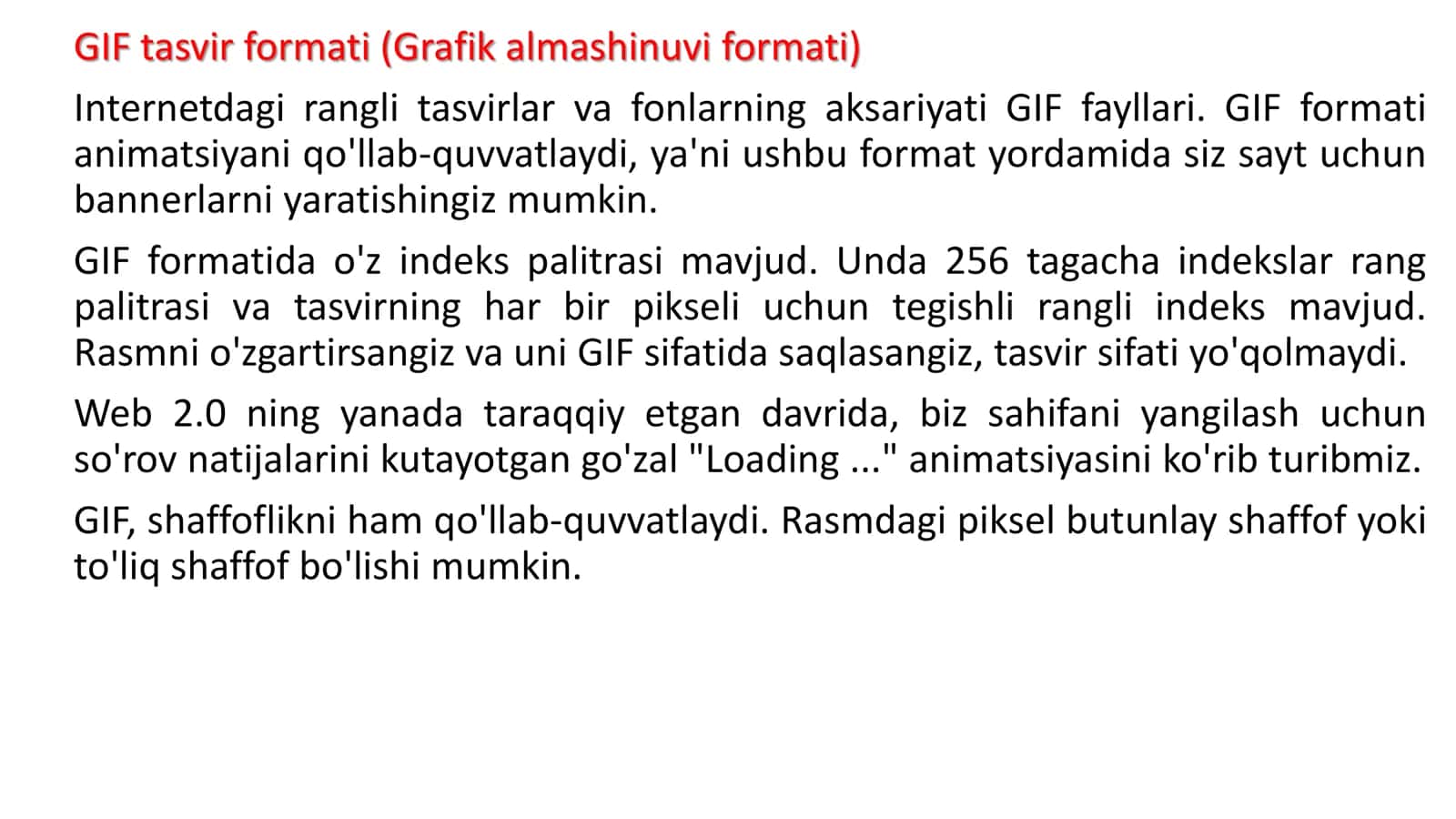 GIF tasvir formati (Grafik almashinuvi formati) 2