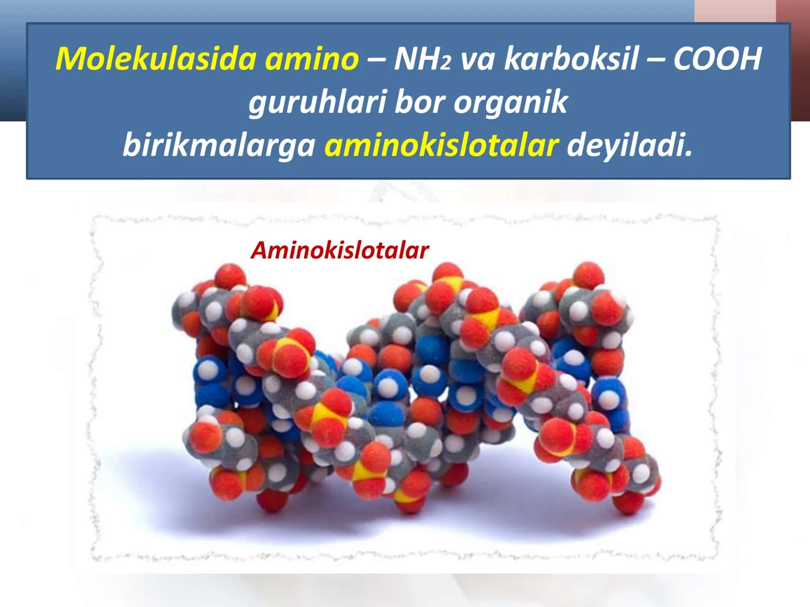 📘 💰 10-SINF KIMYO: AMINOKISLOTALAR VA OQSILLAR (Olinishi va xossalari) 2