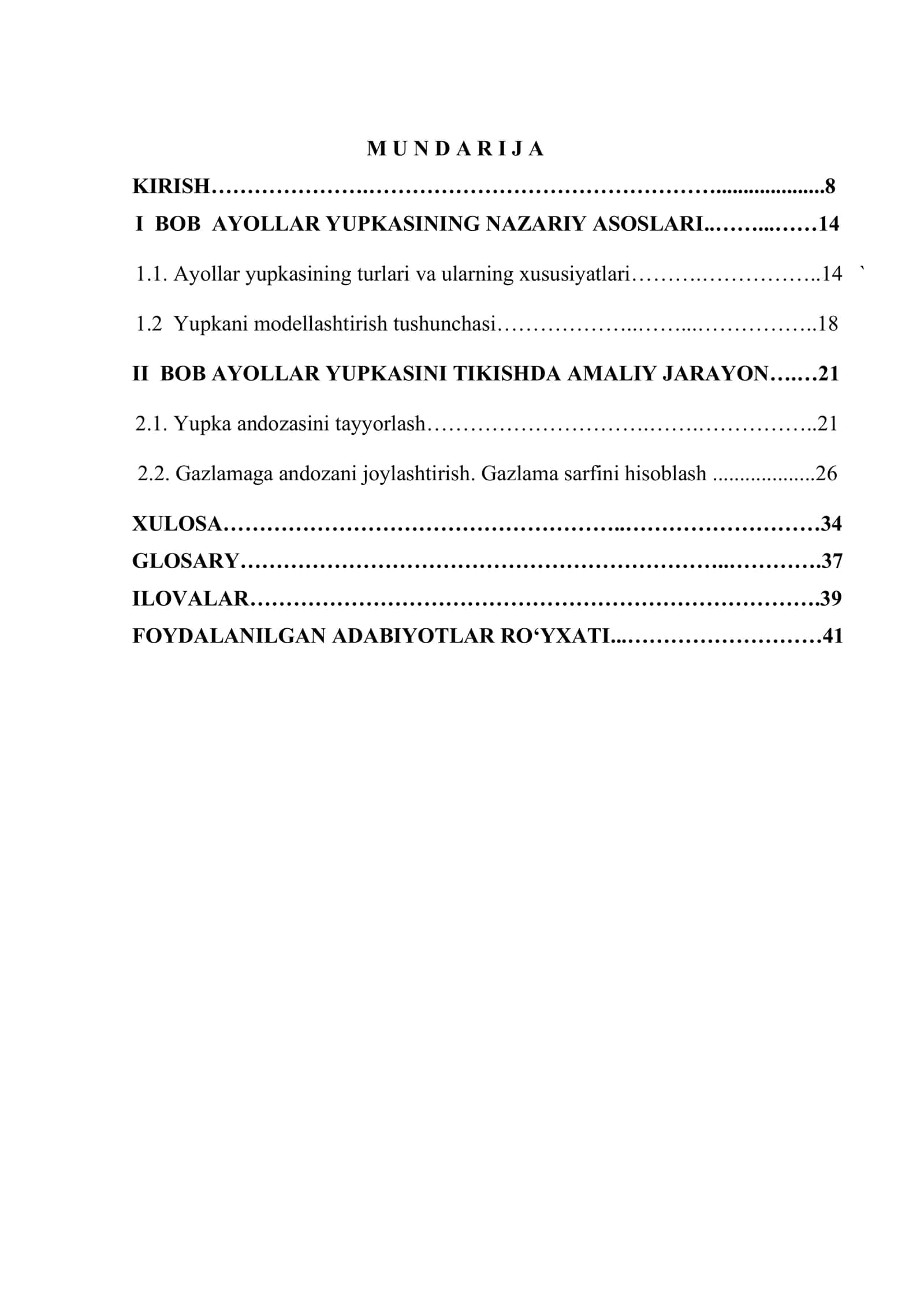 Ayollar yupkasini modellashtirish andozani tayyorlash, gazlamaga joylashtirish va gazlama sarfini hisoblash 2