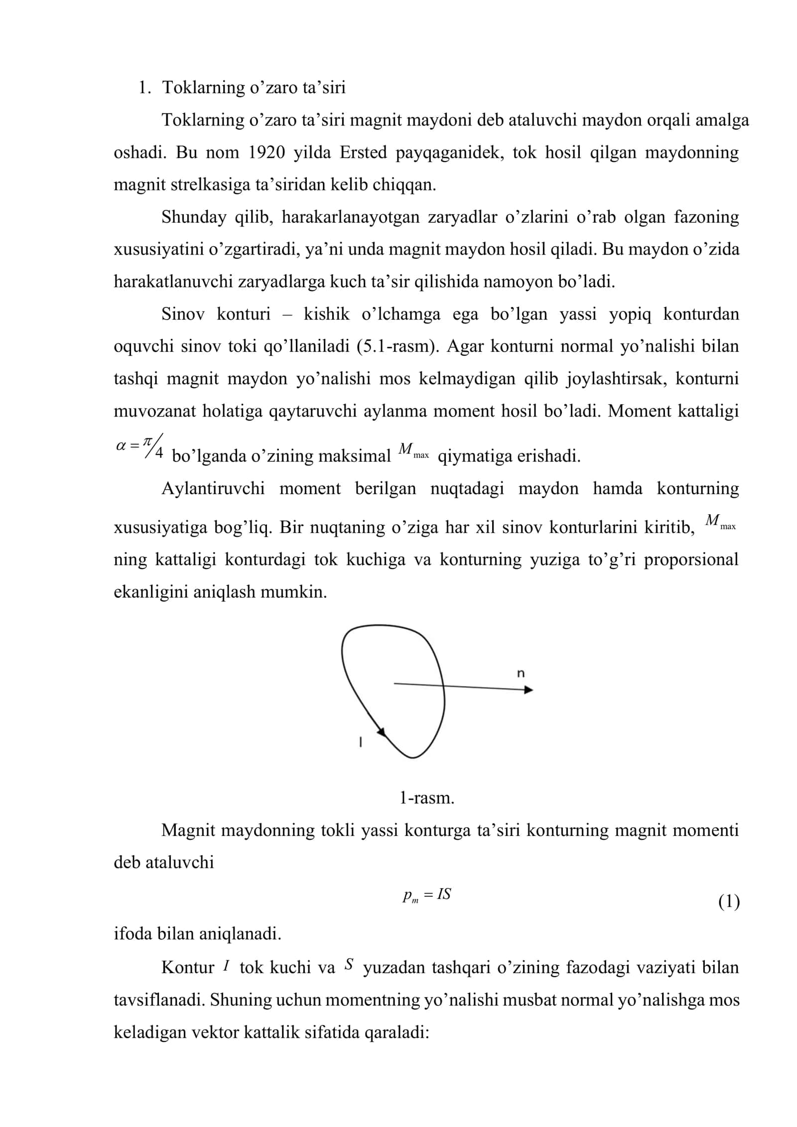 Magnit maydonning tokli konturga ta'siri 2