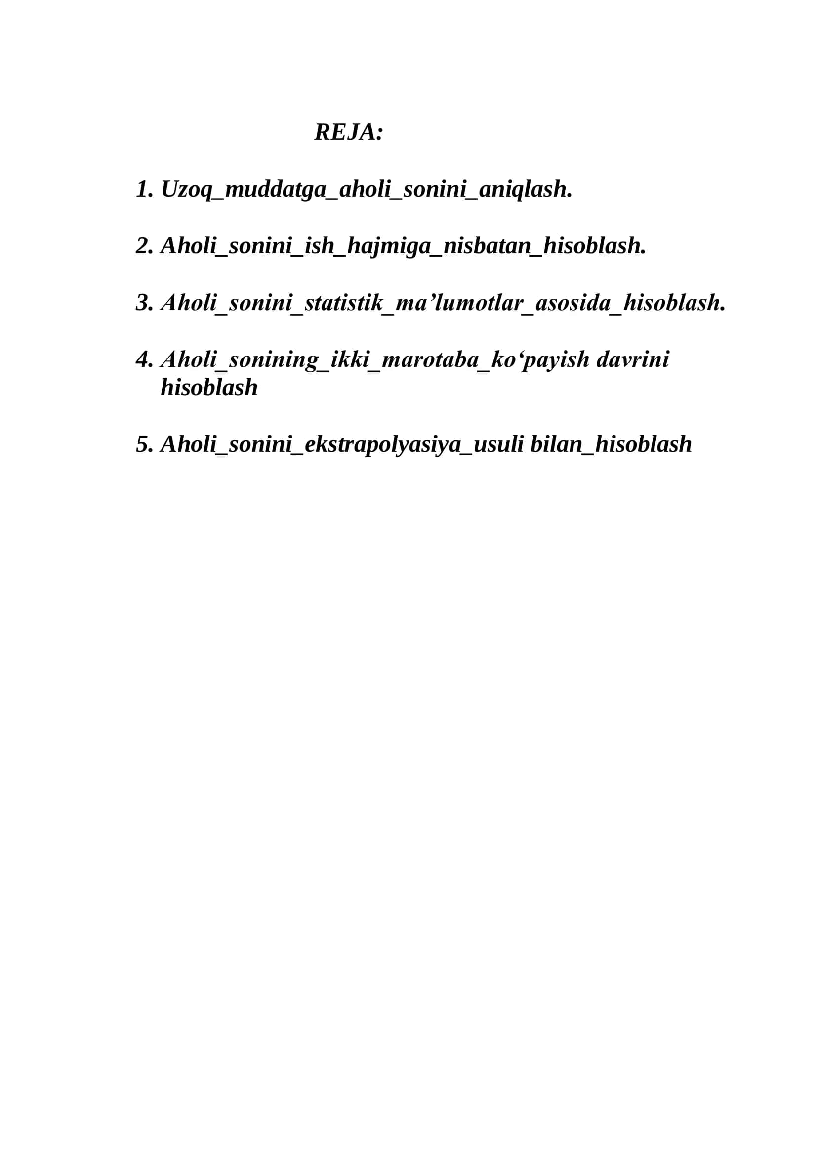 "AHOLI SONINI HISOBLASH" 2