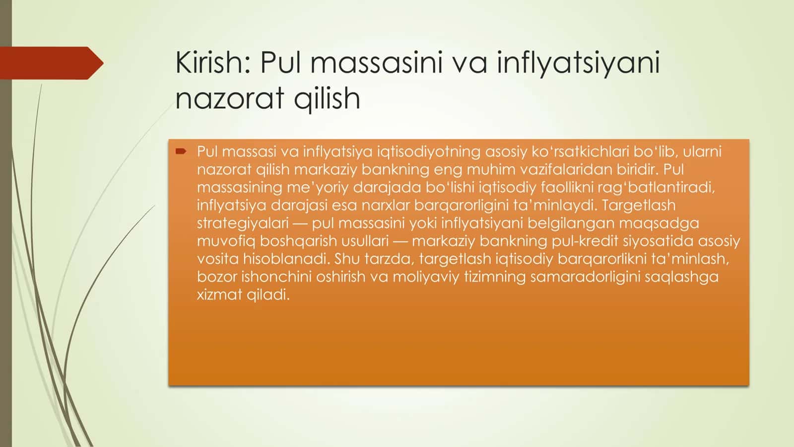 Pul massasini targetlash va inflyatsion targetlash 2