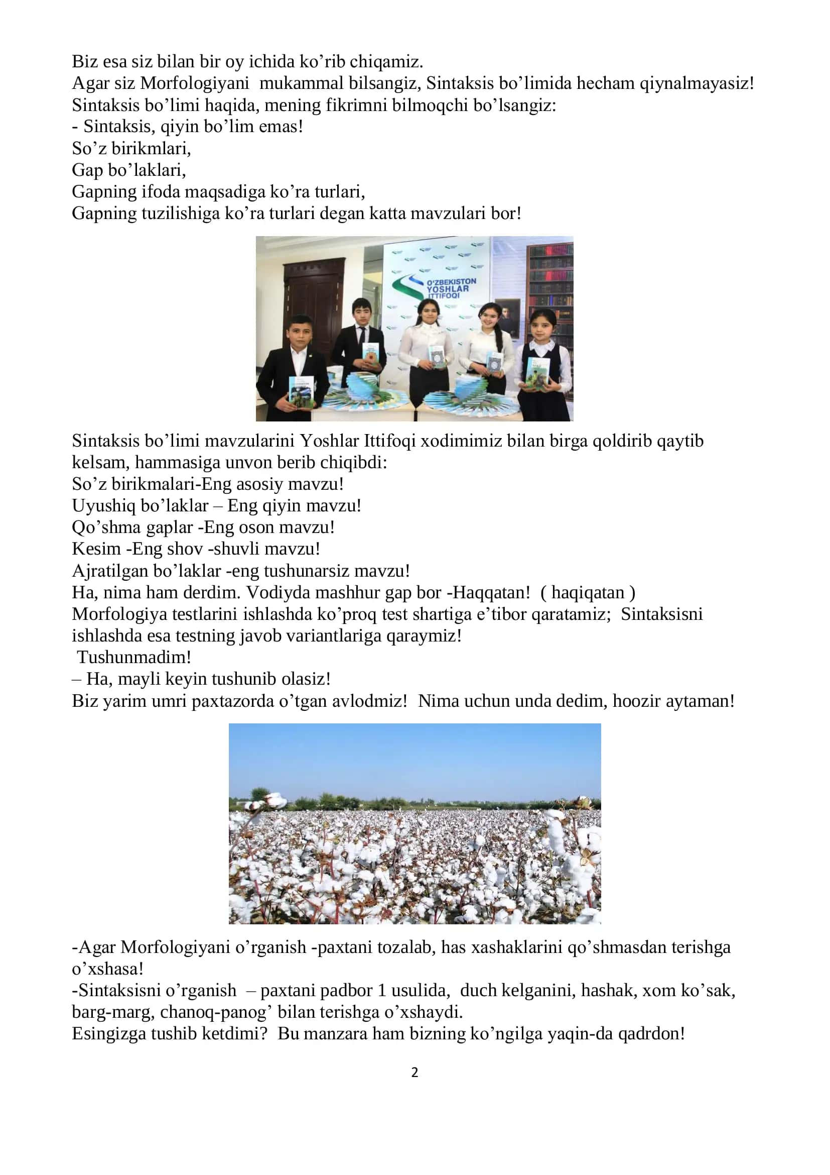 Sintaksisni o'rganish 2