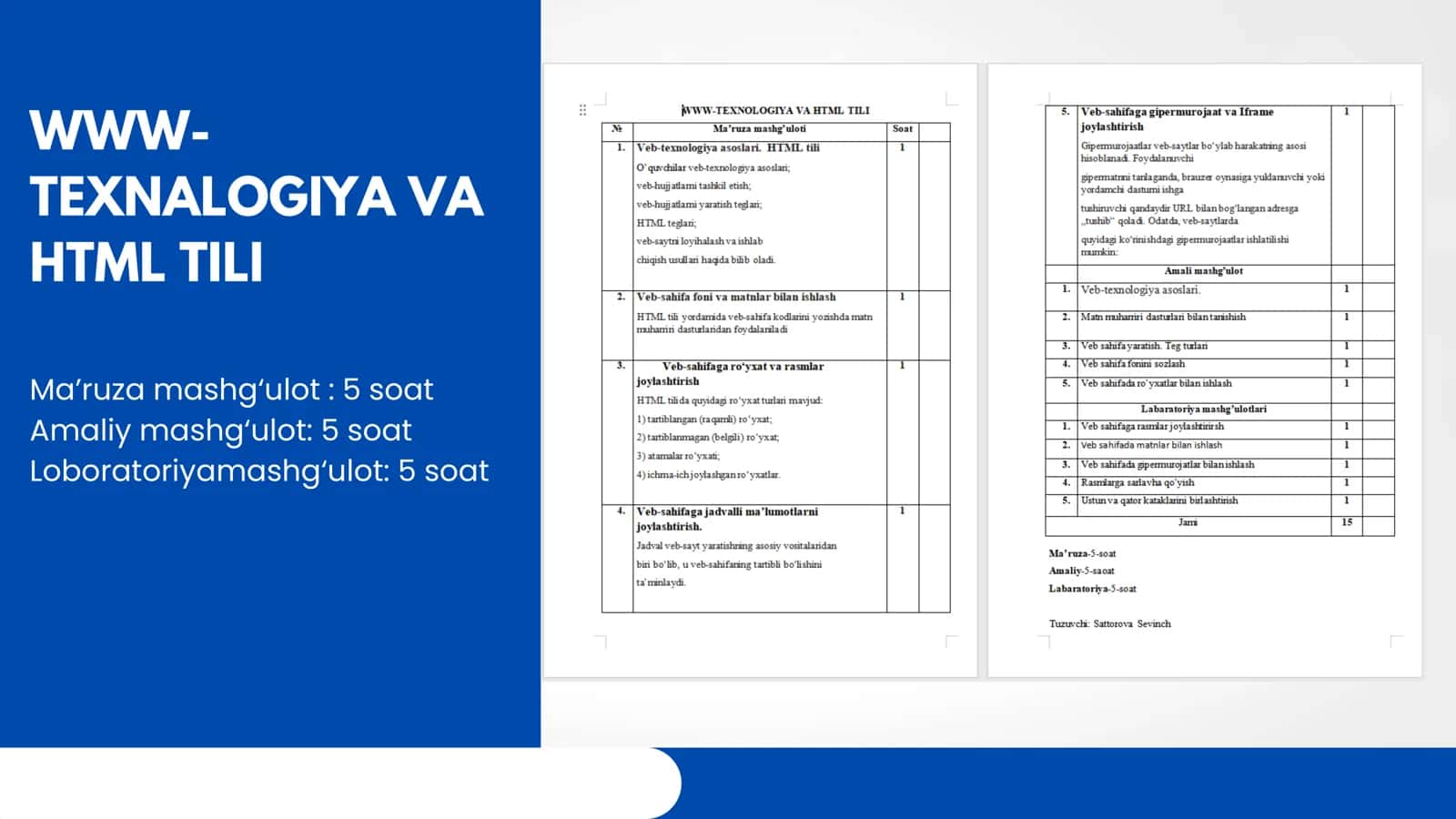 TEXNALOGIYA VA HTML TILI 2