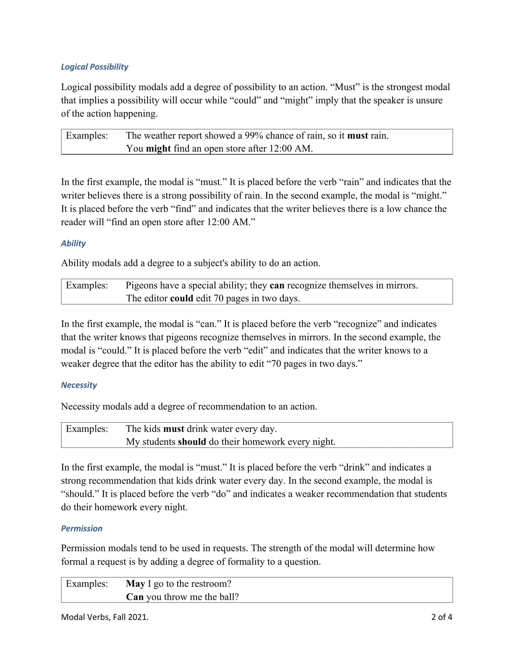 Modal Verbs 2