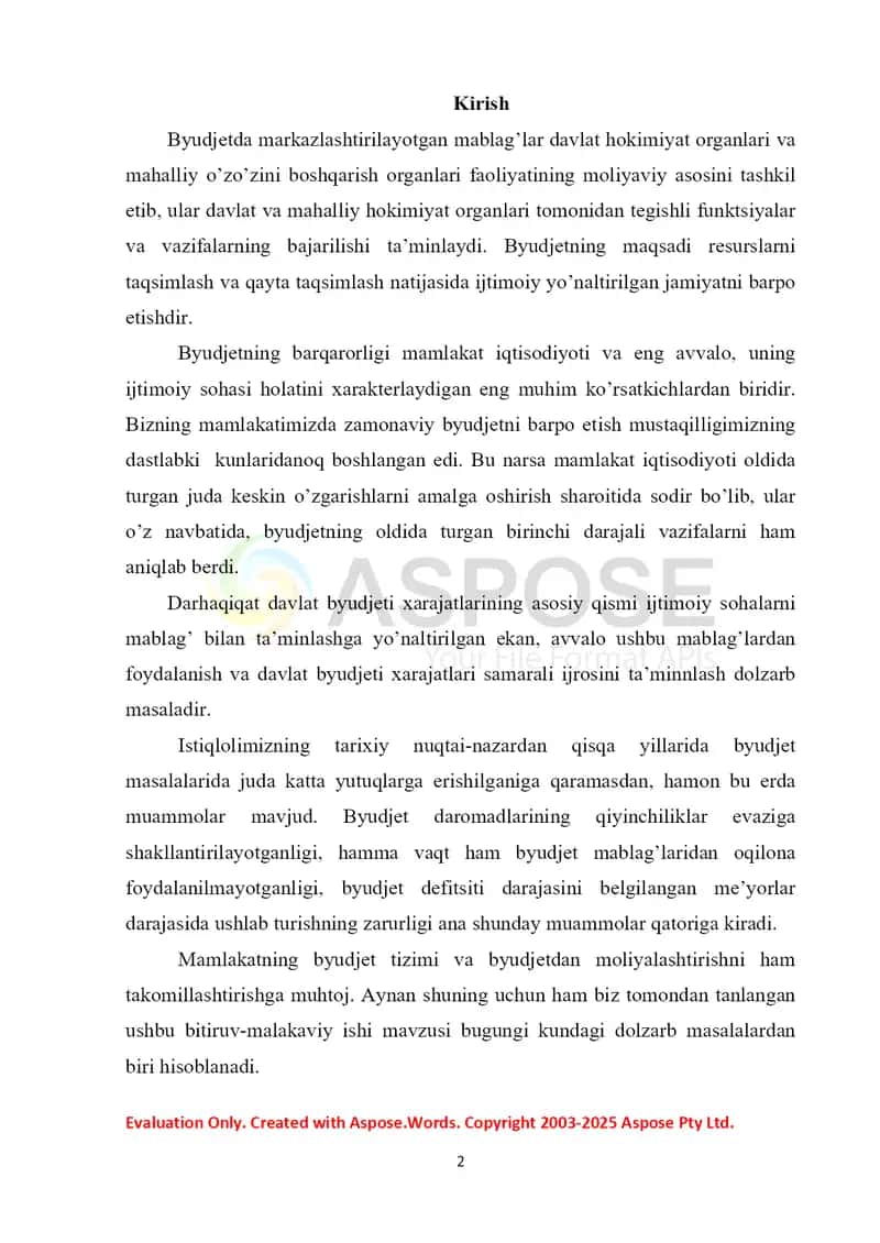 Zamonaviy sharoitda davlat byudjeti xarajatlari tizimi 2