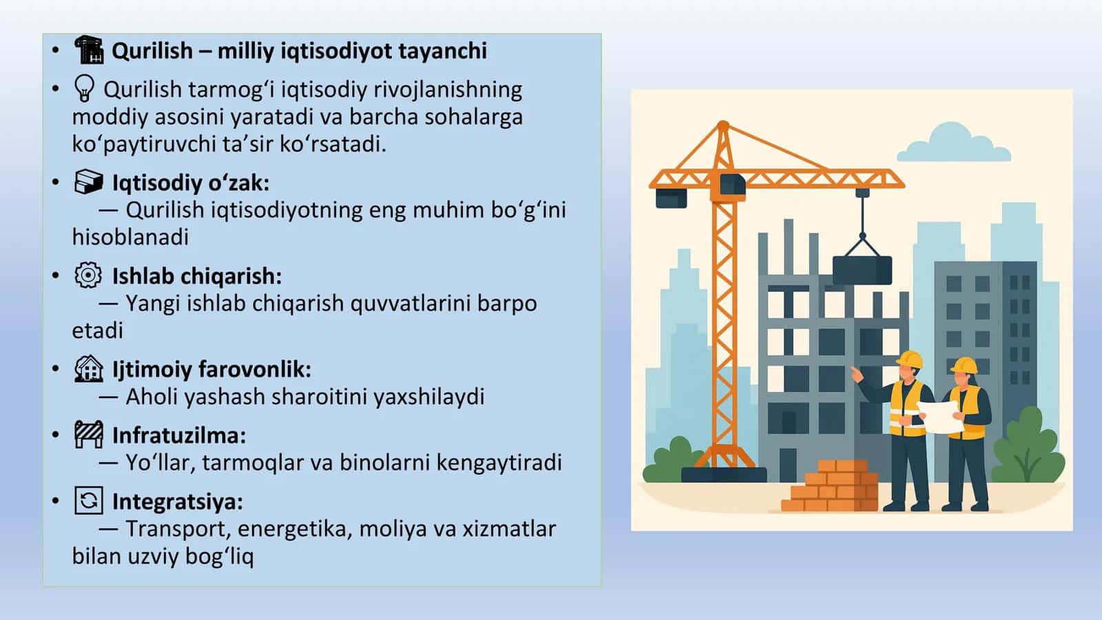 QURILISH TARMOG'I  IQTISODIYOTI 2