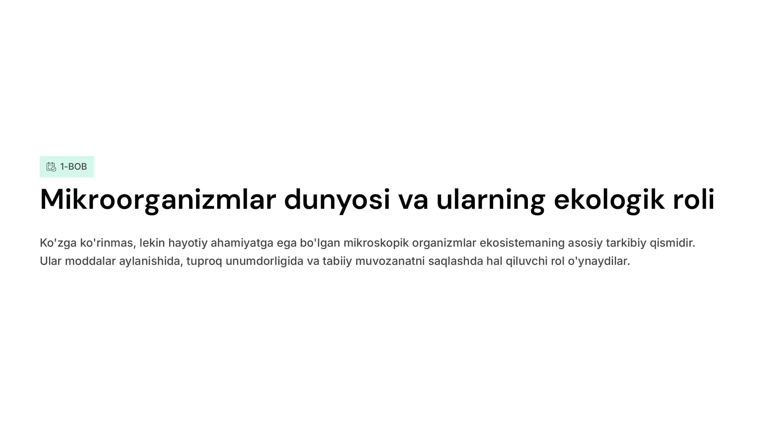 Atrof-muhit omillarini  mikroorganizmlarga ta'siri. Mikroorganizmlar ekologiyasi. Suv,  tuproq, havo mikroflorasi. Odam organizmi mikroflorasi, ularni  oʻrganish usullari va tibbiyot  amaliyotida  ahamiyati 2