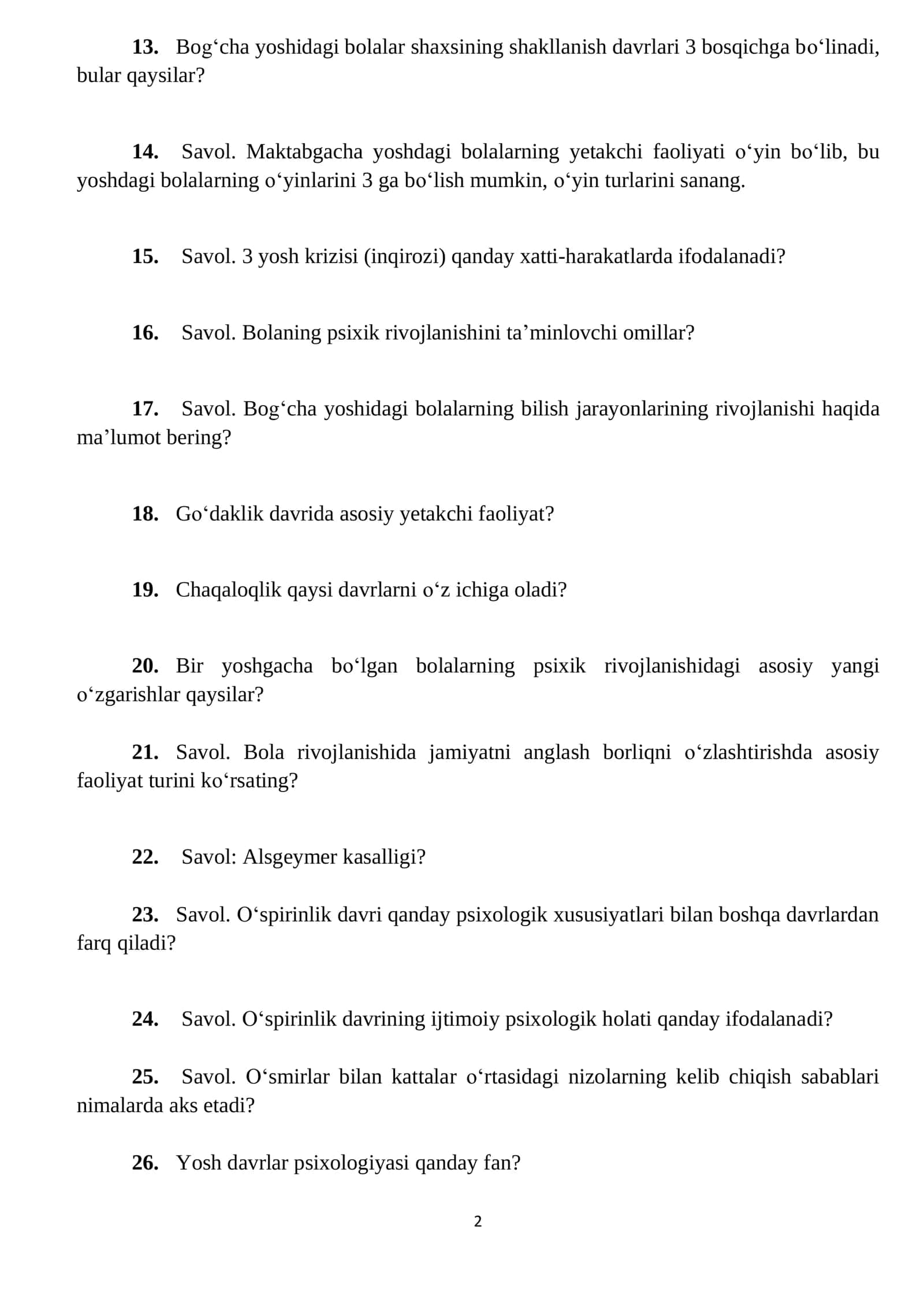 Umumiy psixologiyadan 300 ta savol va javoblar jamlanmasi 2