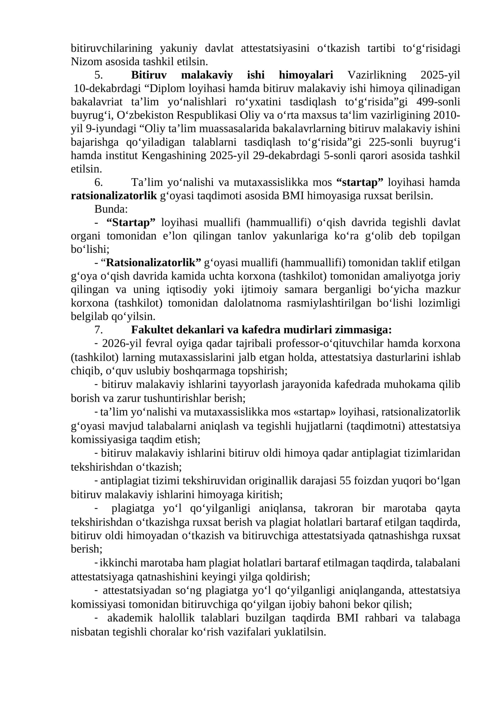 Bitiruv malakaviy ishlari mavzulari va rahbarlarini hamda bitiruv malakaviy ishi himoyasi tashkil etiladigan korxona (tashkilot) lar ro‘yxati 2