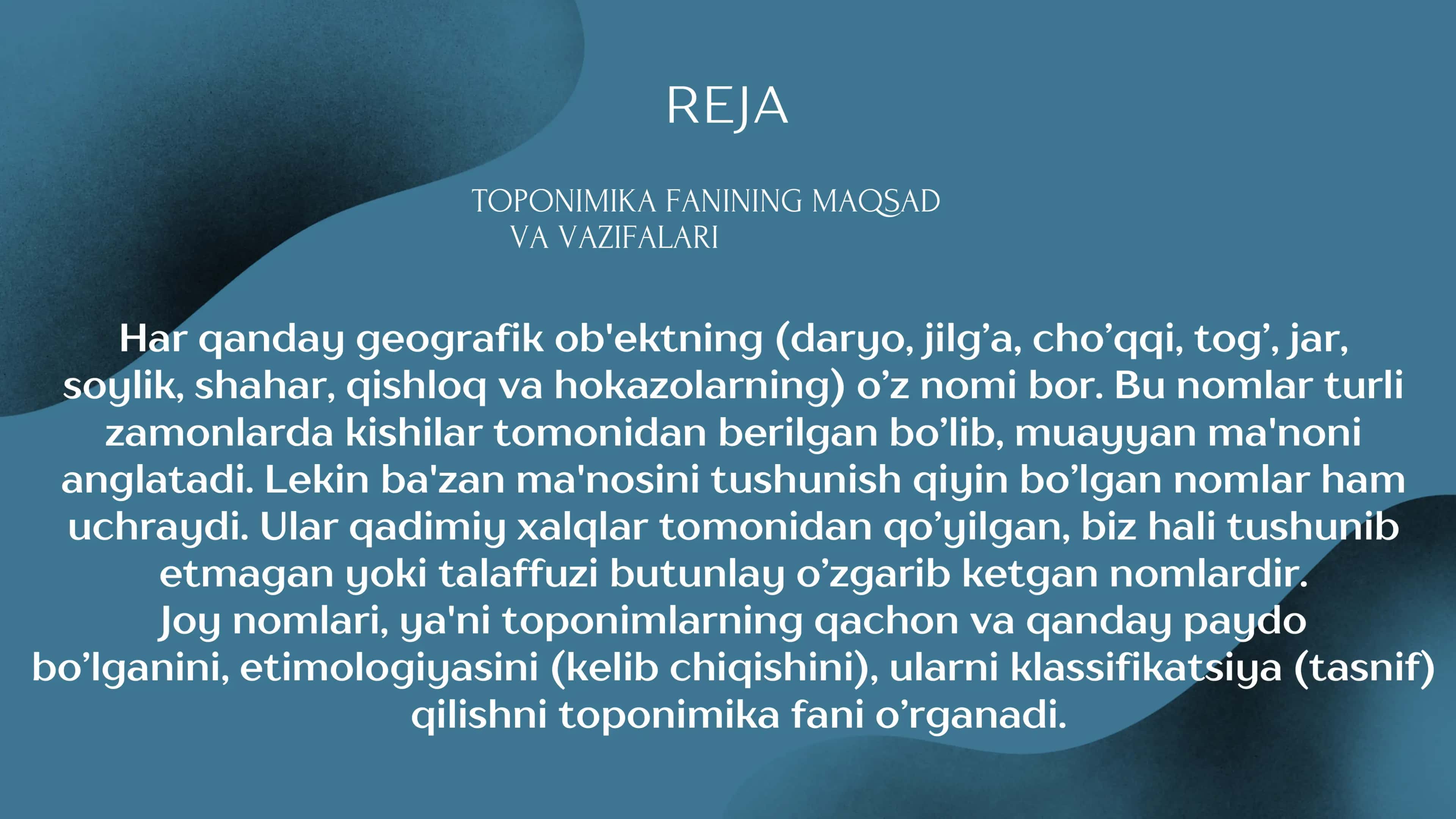 Toponimika yordamchi tarix fani 2