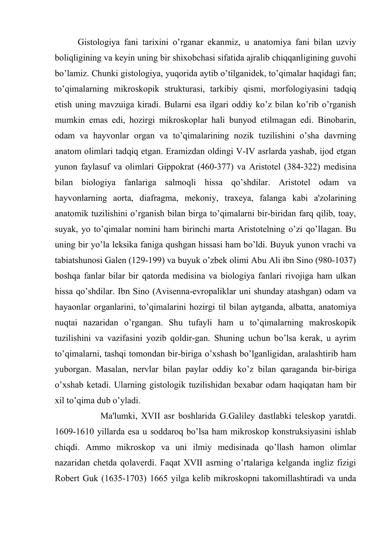 Gistologiya fanining mazmuni va vazifasi 2