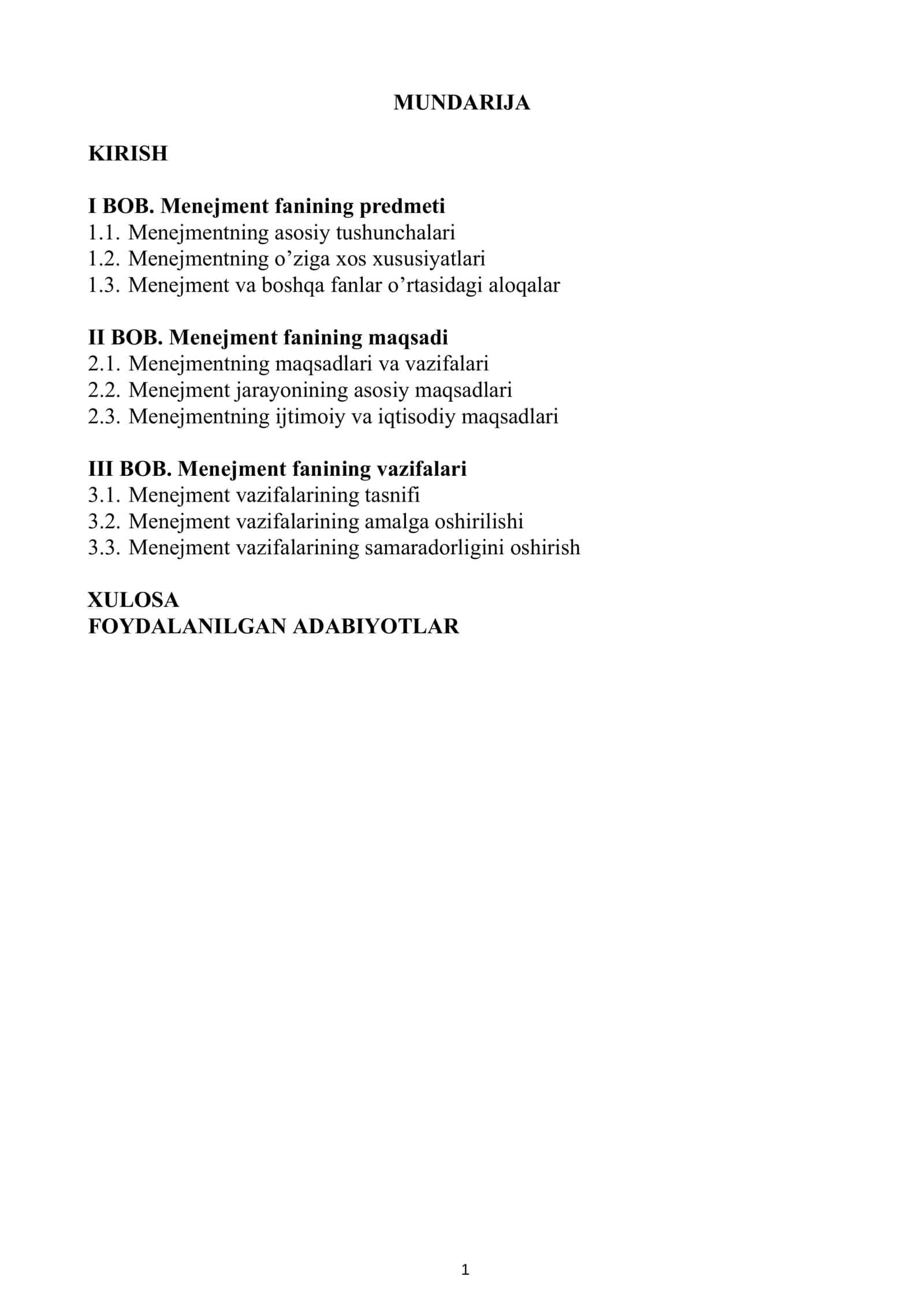 Menejment fanining predmeti, maqsadi va vazifalari 2