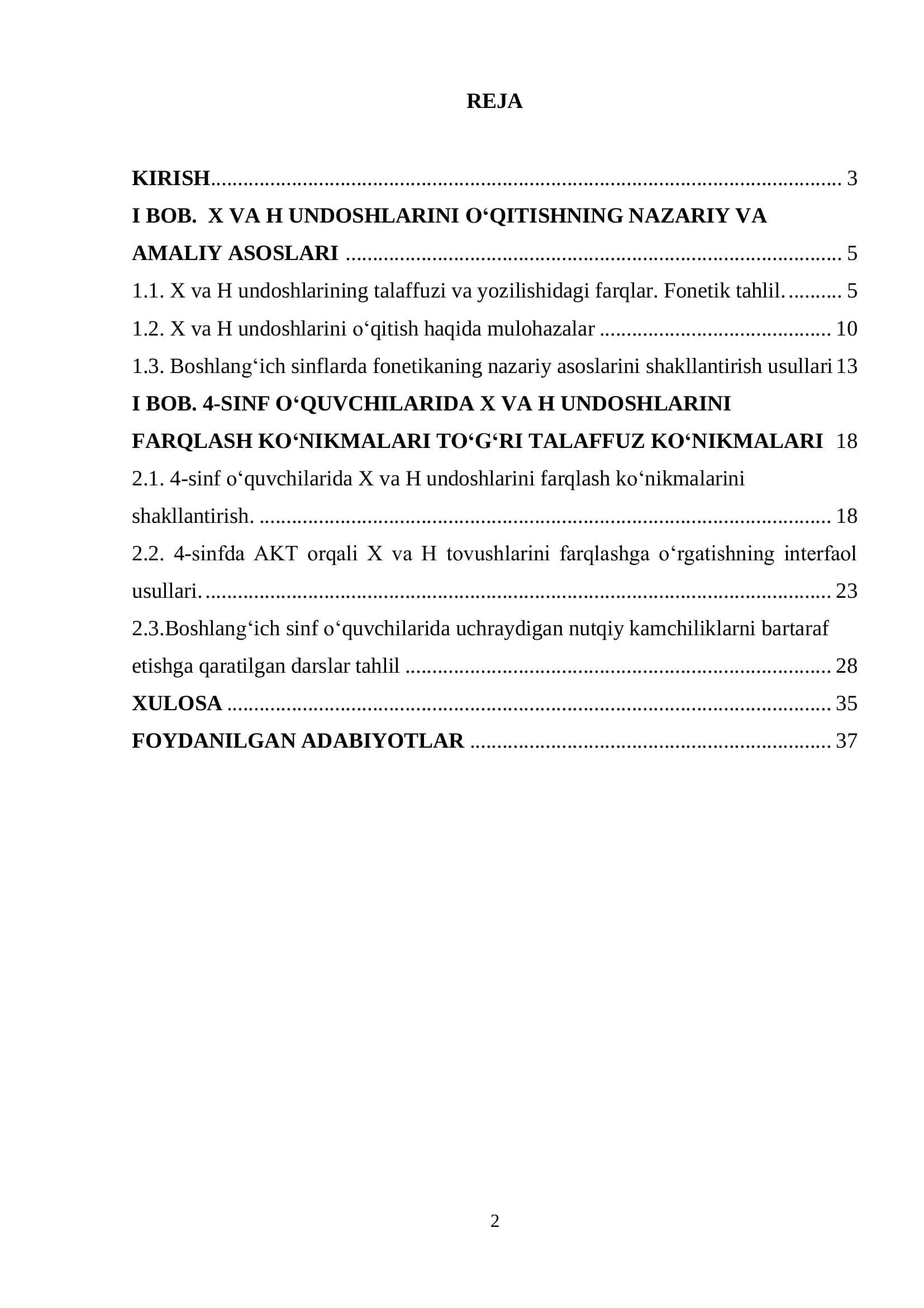"Ona tili o‘qish savodxonligi va uni o‘qitish metodikasi" KURS ISHI 2