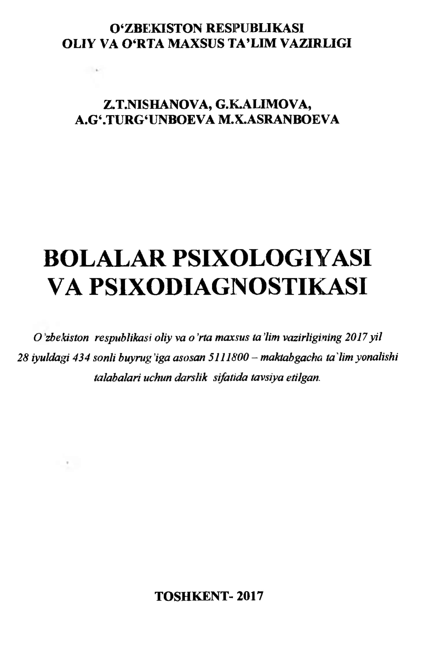 BOLALAR PSIXOLOGIYASI VA PSIXODIAGNOSTIKASI 2