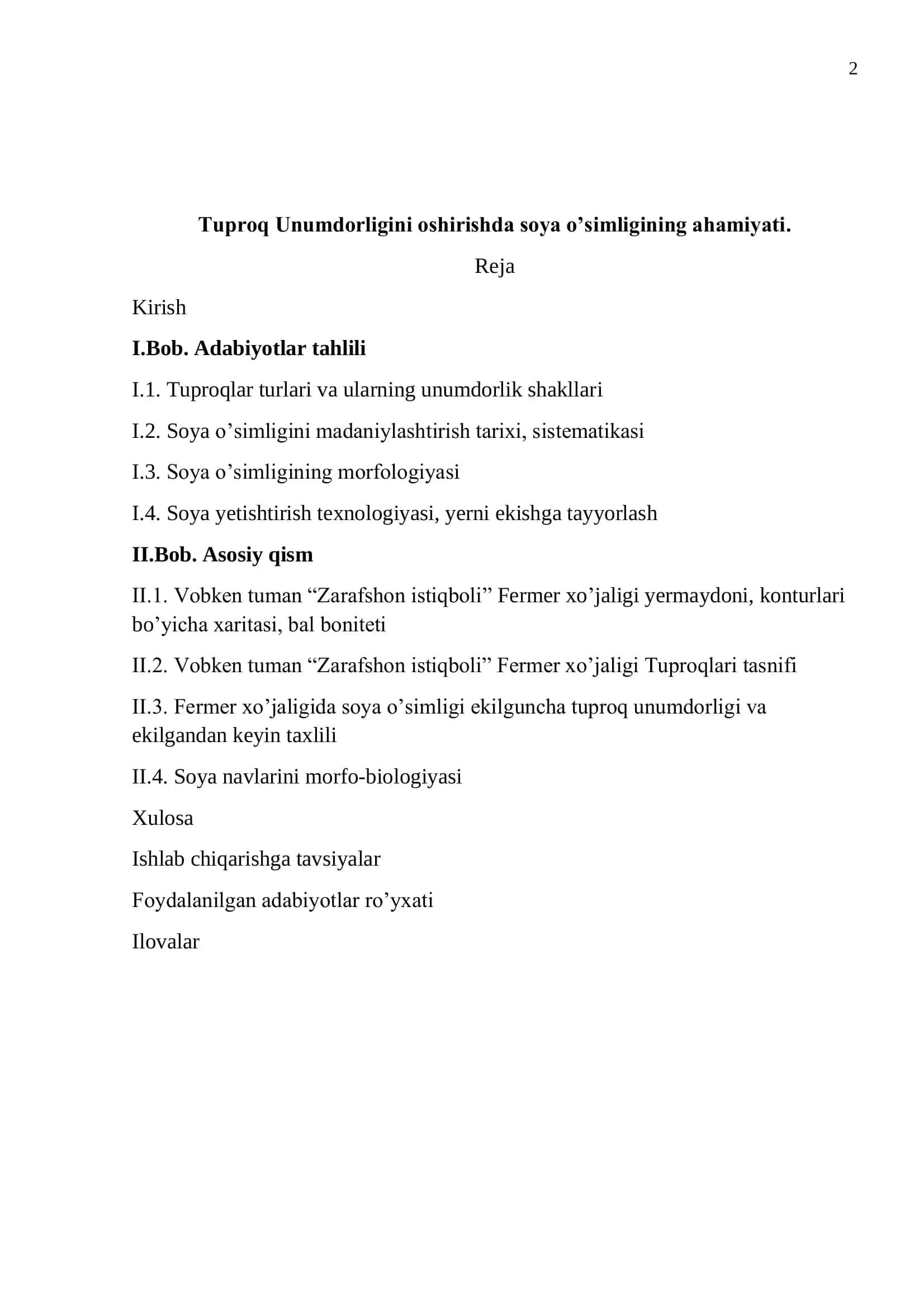Tuproq Unumdorligini oshirishda soya o’simligining ahamiyati 2