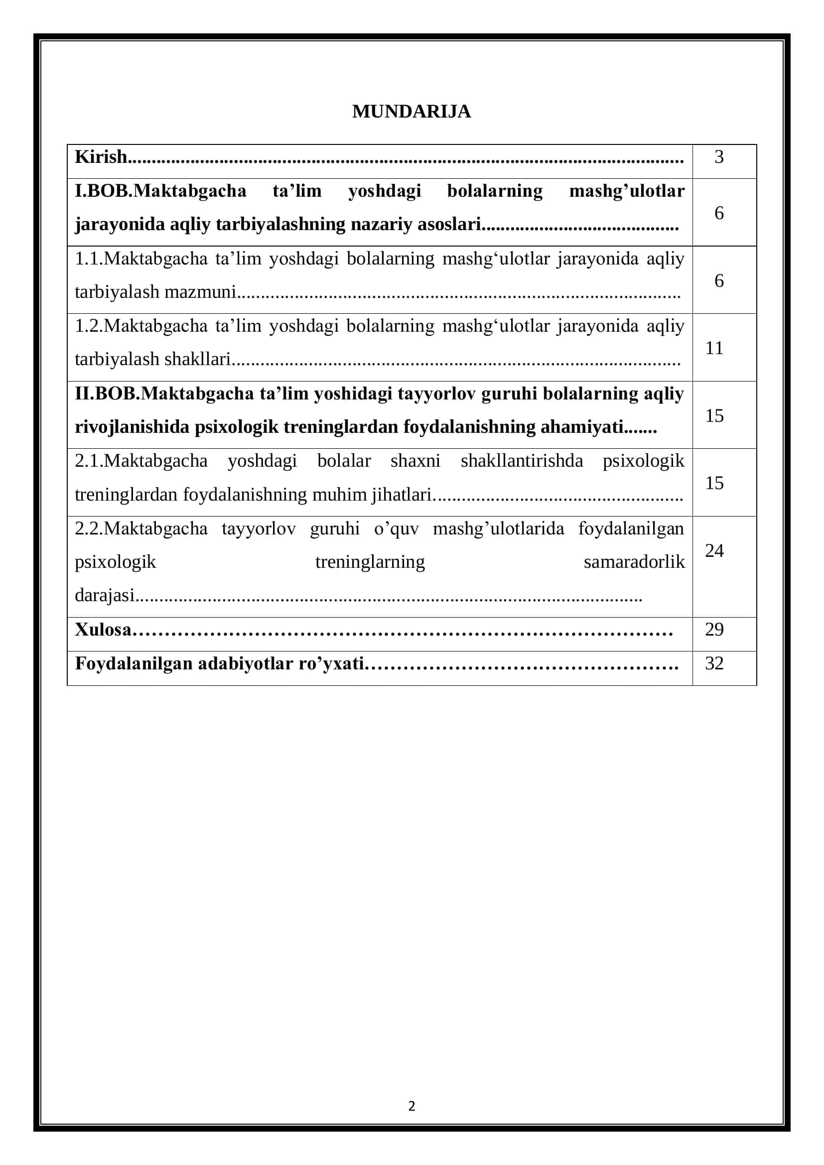 Maktabgacha ta'lim yoshdagi bolalarning mashg'ulotlar jarayonida aqliy tarbiyalashning nazariy asoslari 2