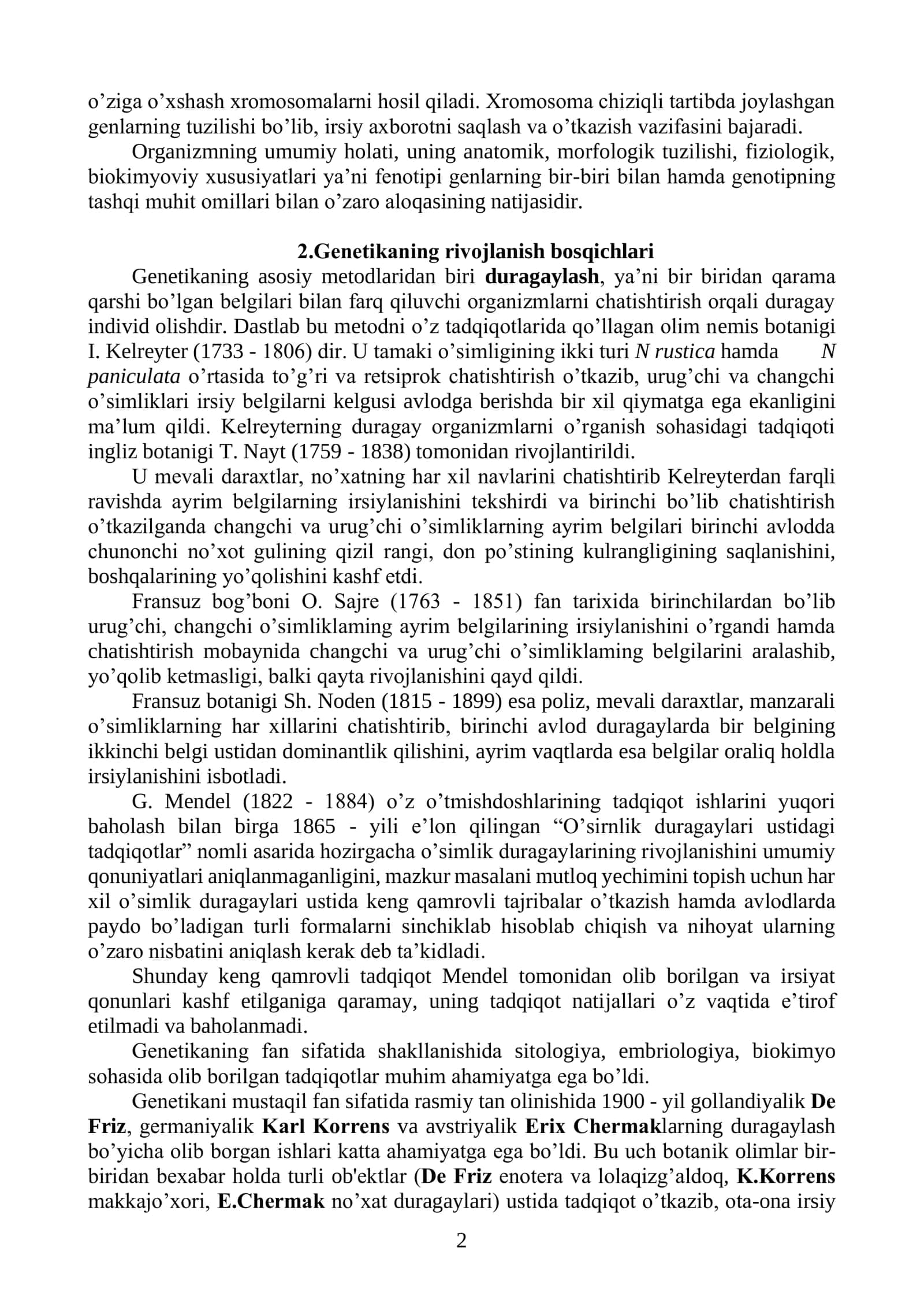 GENETIKA PREDMETI, VAZIFALARI VA METODOLOGIK ASOSLARI 2