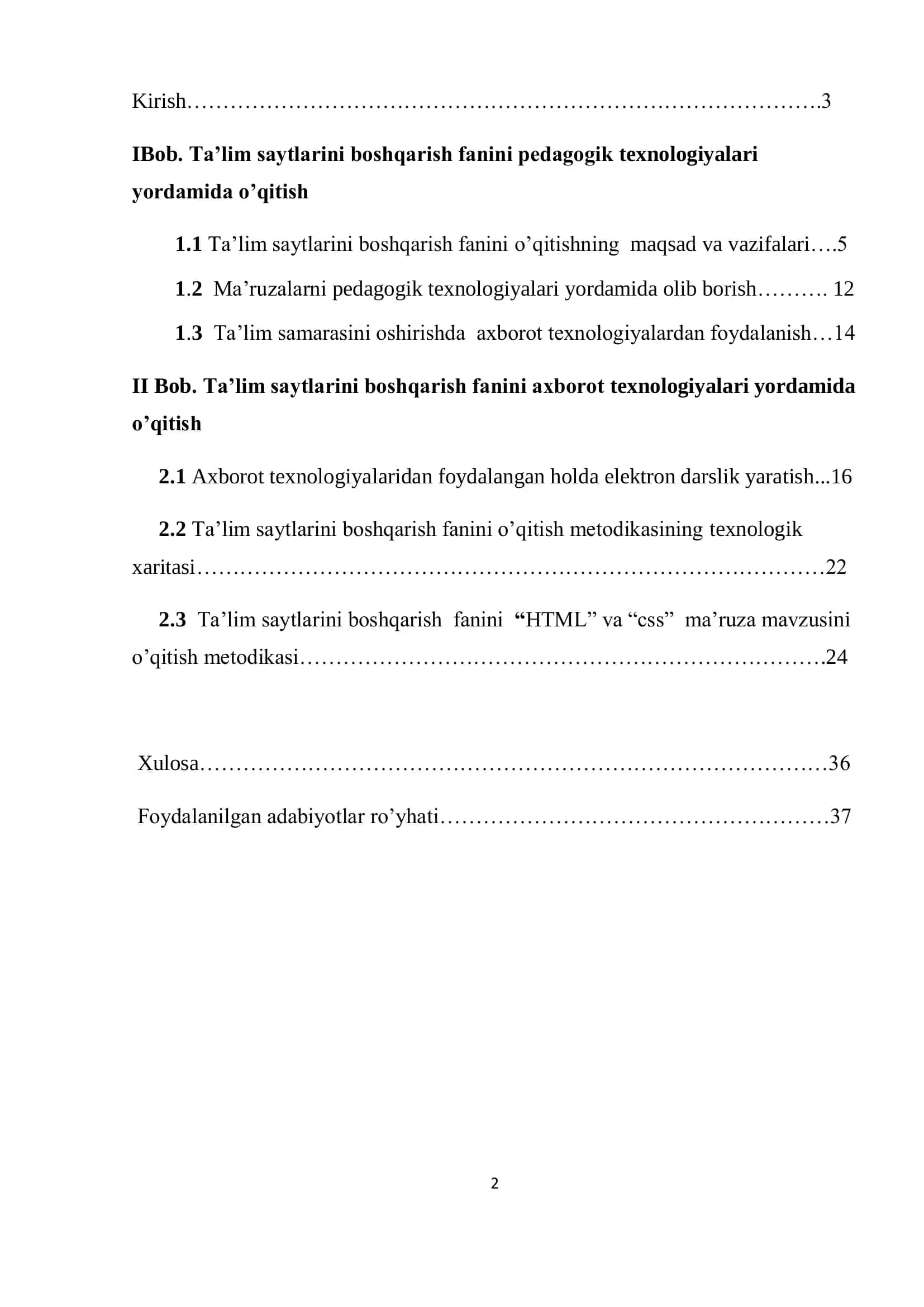 Ta’lim saytlarini boshqarish fanini pedagogik va axborot texnologiyalari yordamida o’qitish 2
