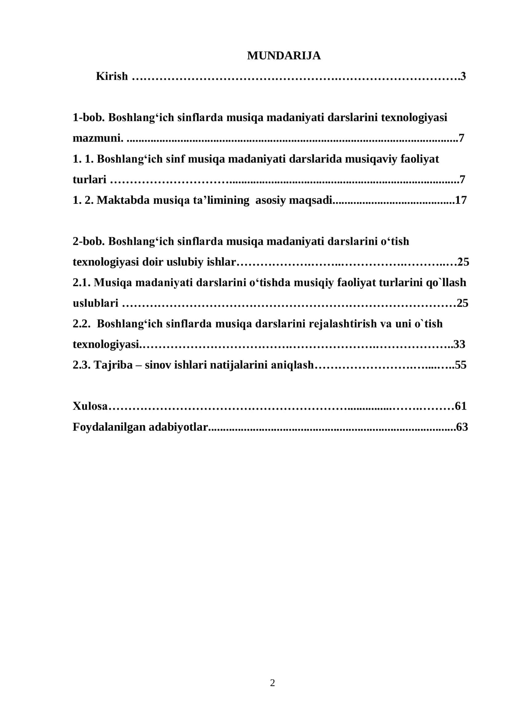 Boshlang‘ich sinflarda musiqa madainyati darslarini o‘tish texnologiyasi 2