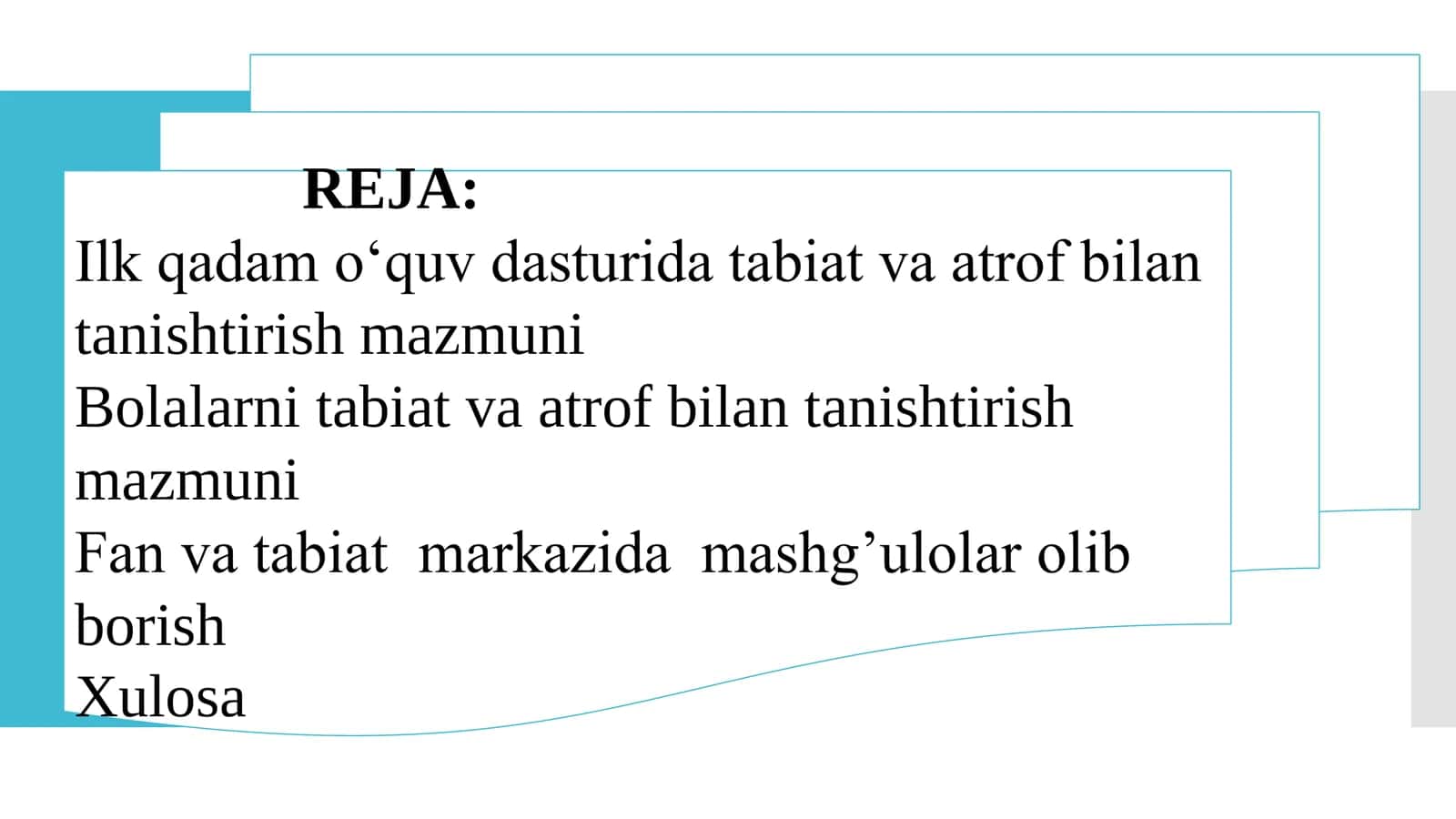 Ilk qadam o‘quv dasturida tabiat va atrof bilan tanishtirish mazmuni 2