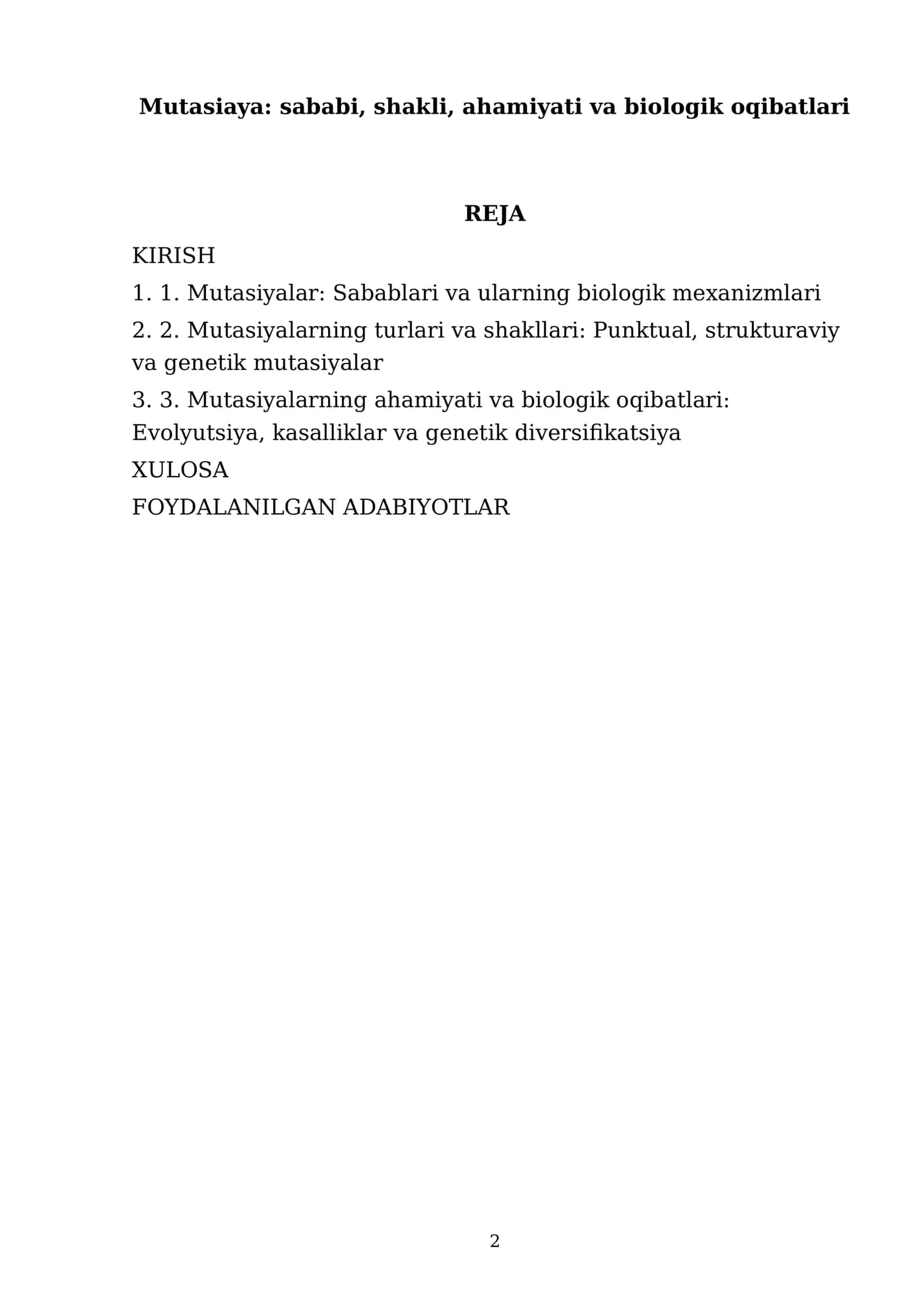 Mutasiyalar: sababi, shakli, ahamiyati va biologik oqibatlari 2