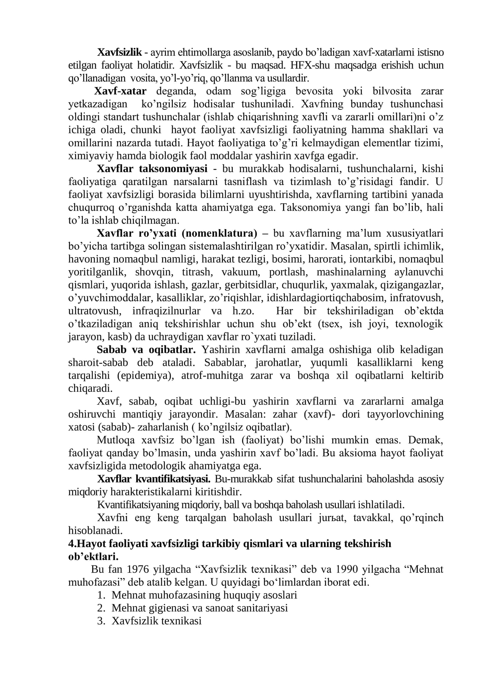 Hayot faoliyati xavfsizligining huquqiy asoslari 2
