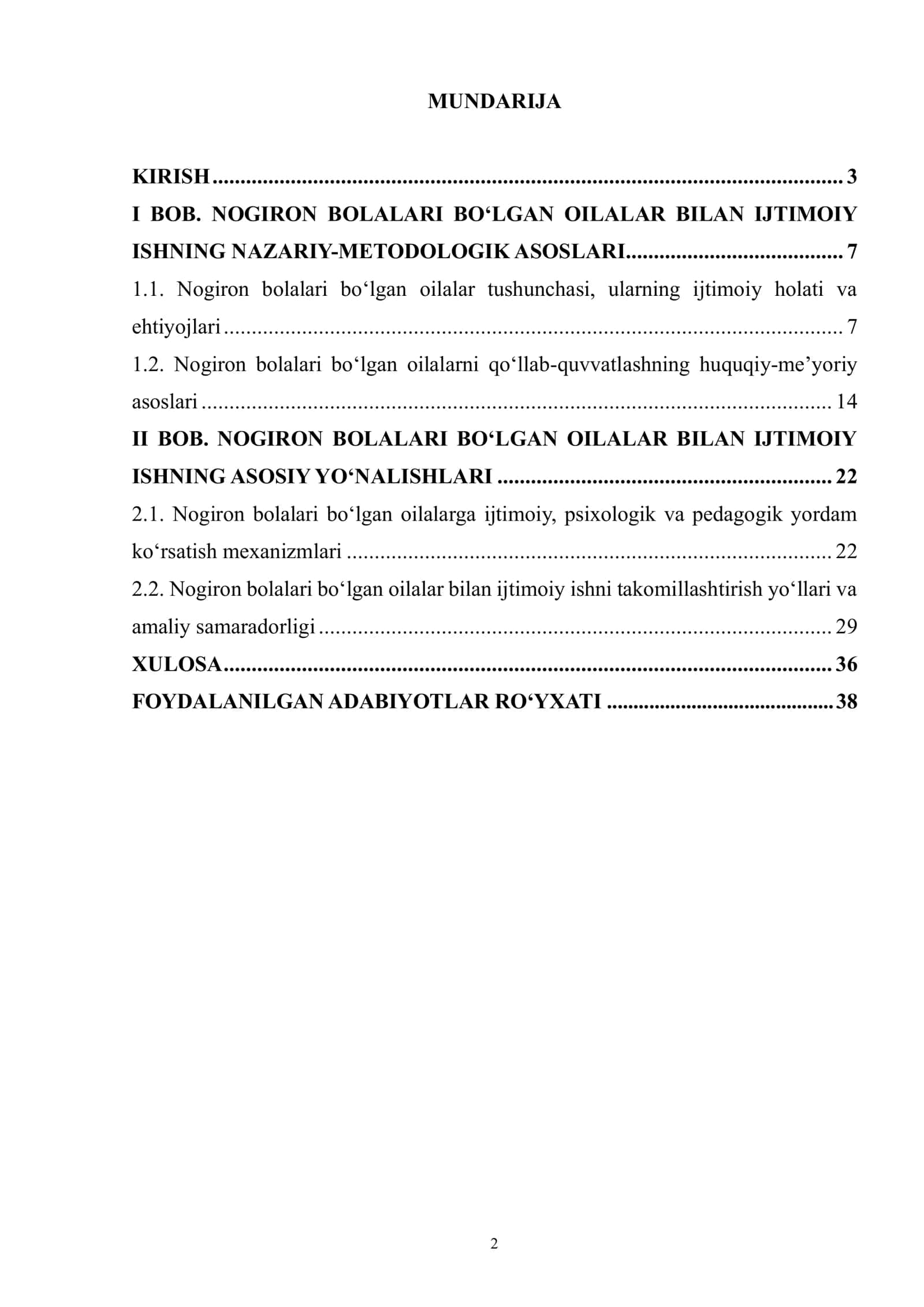 NOGIRON BOLALARI BOʻLGAN OILALAR BILAN IJTIMOIY ISH YOʻNALISHLARI 2