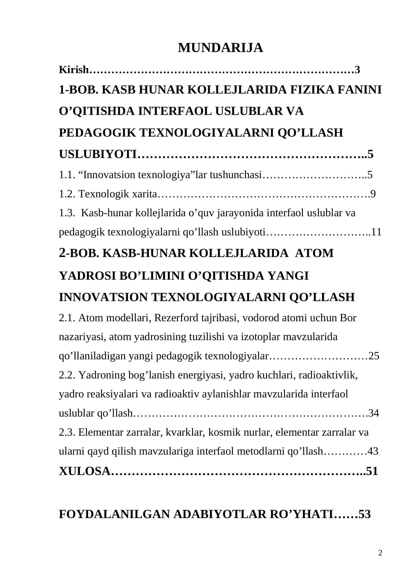 BOB. KASB HUNAR KOLLEJLARIDA FIZIKA FANINI O’QITISHDA INTERFAOL USLUBLAR VA PEDAGOGIK TEXNOLOGIYALARNI QO’LLASH 2