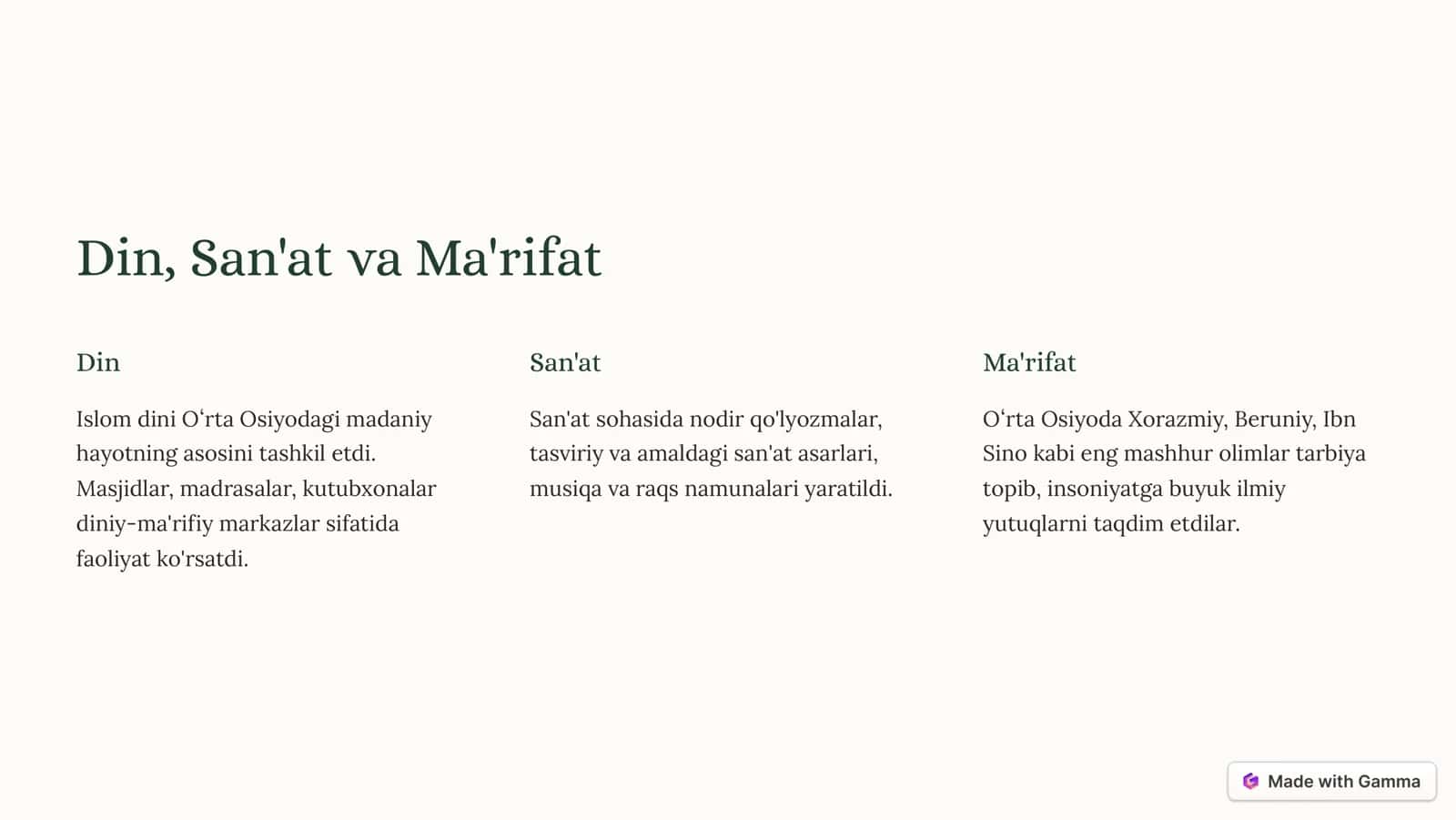 Oʻrta Osiyo Madaniyati: 9-12-asrlar 2