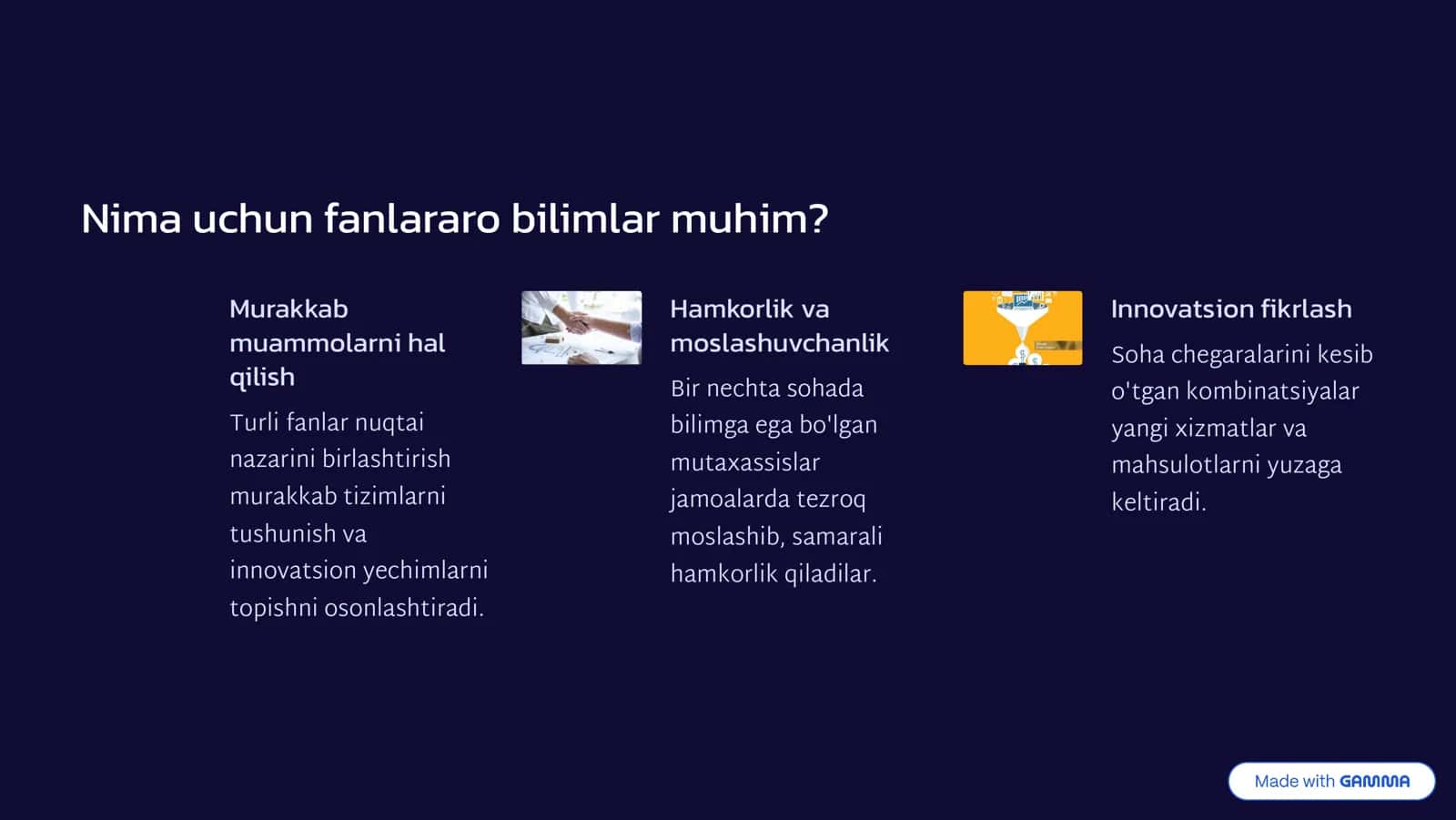 Fanlararo bilimlar va kasbiy rivojlanish: Kelajak ko'nikmalari 2