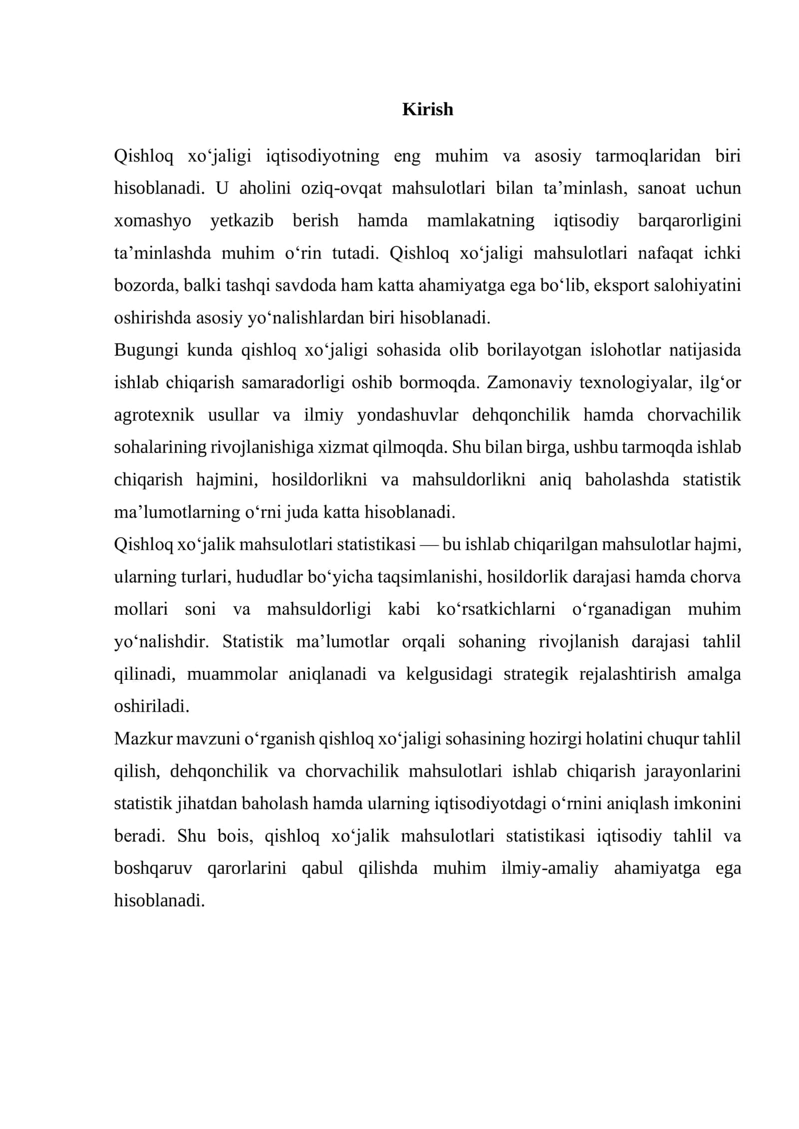 Qishloq xo‘jalik mahsulotlari statistikasi 2