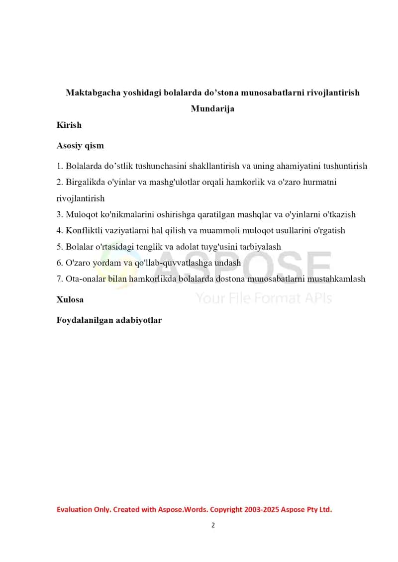 Maktabgacha Yoshidagi Bolalarda Do'stona Munosabatlarni Rivojlantirish 2