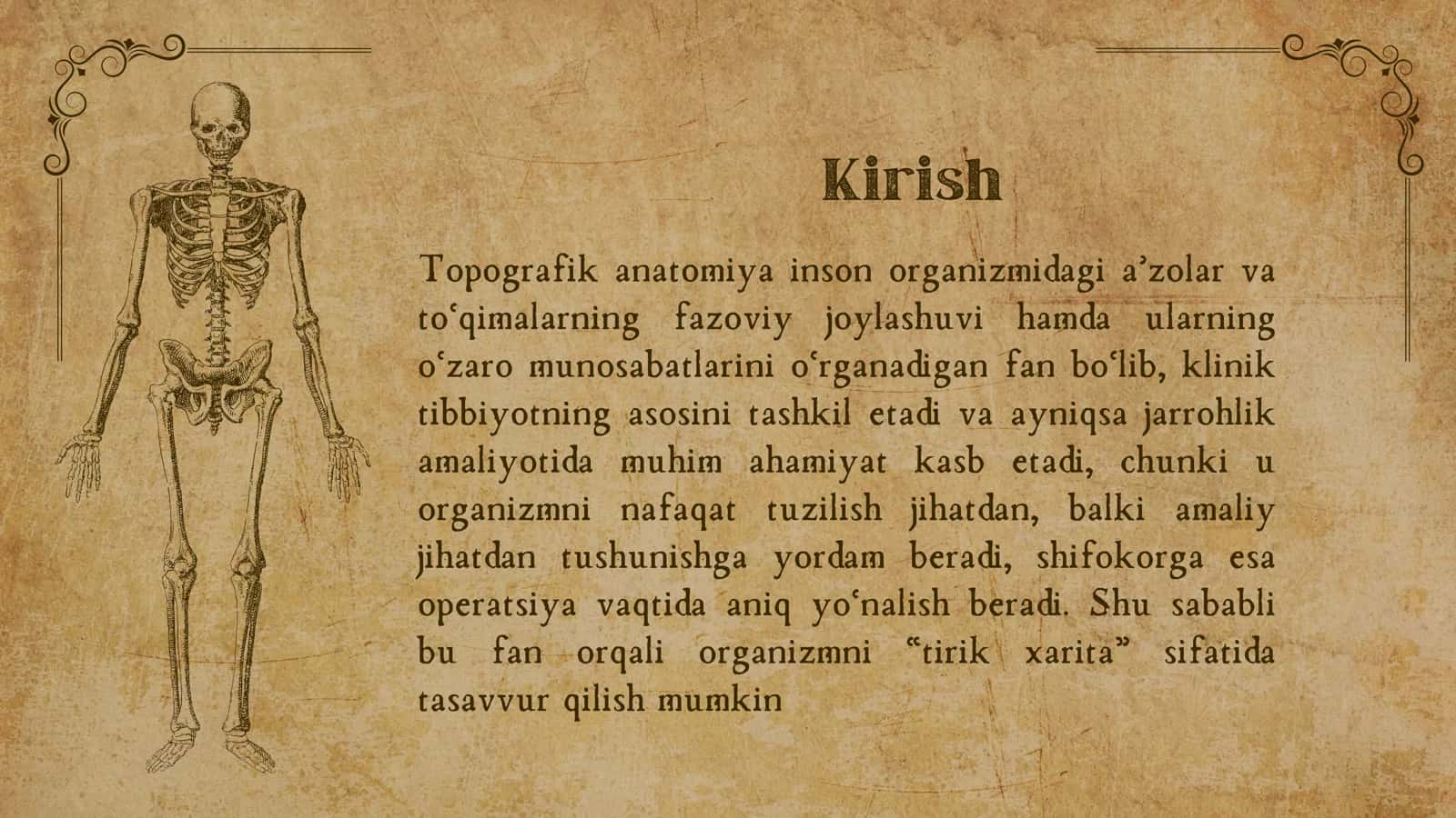 Topografik anatomiya fanining maqsadi va vazifalari, organish usullari va asosiy tushunchalari. 2