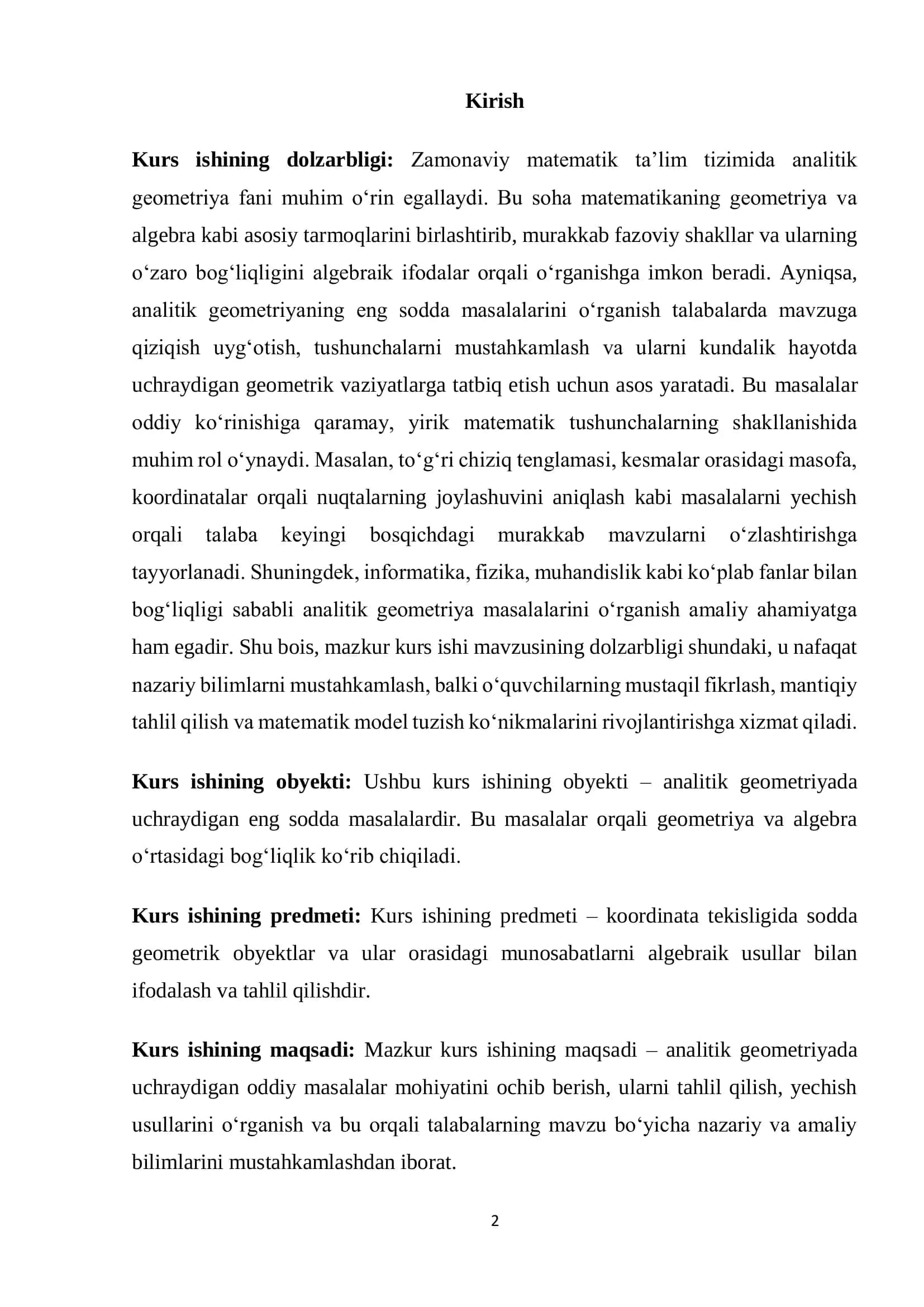 Analitik geometriyaning eng sodda masalalari 2