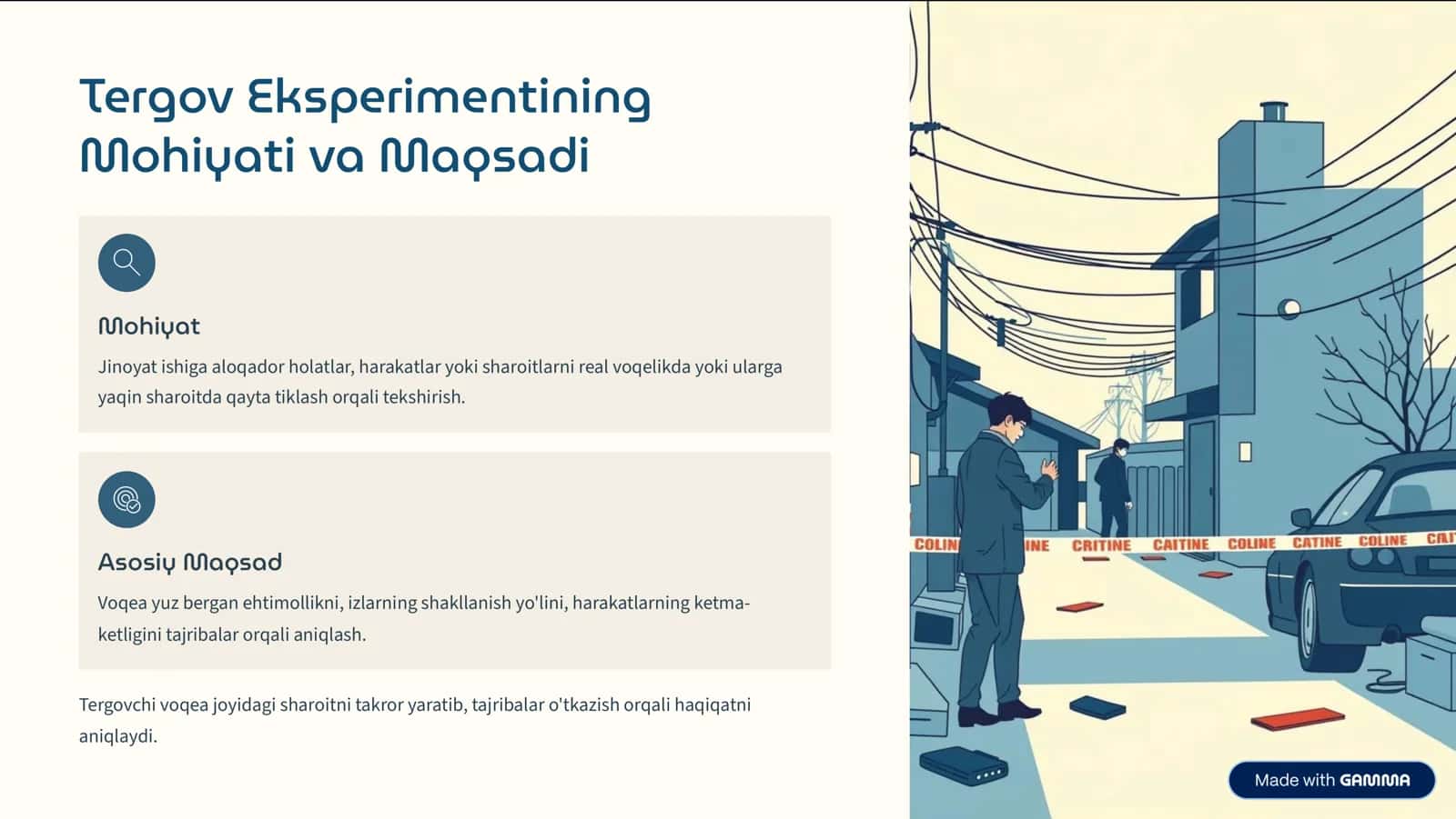 Tergov Eksperimentlari: Huquqiy Asoslar va Taktikalar 2