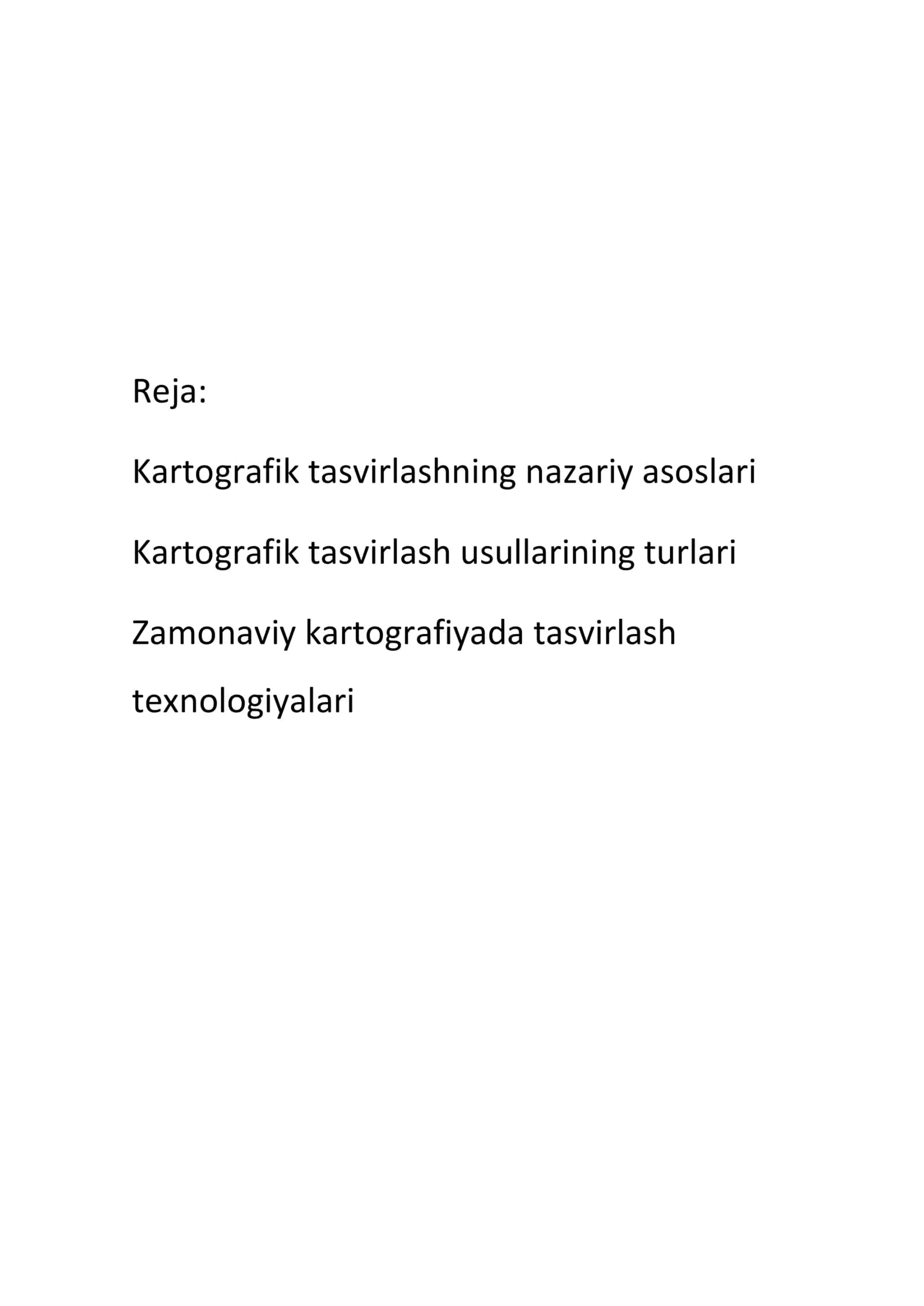 Kartografik tasvirlashning nazariy asoslari 2