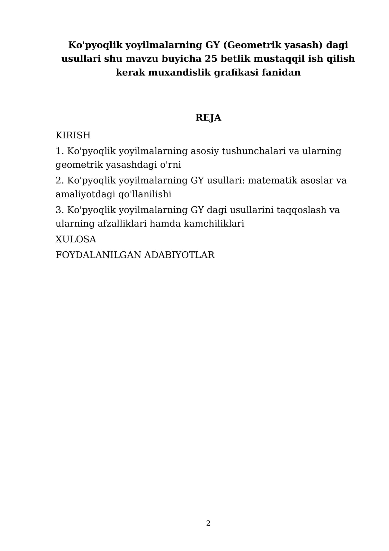 Ko'pyoqlik yoyilmalarning geometrik yasashdagi usullari 2