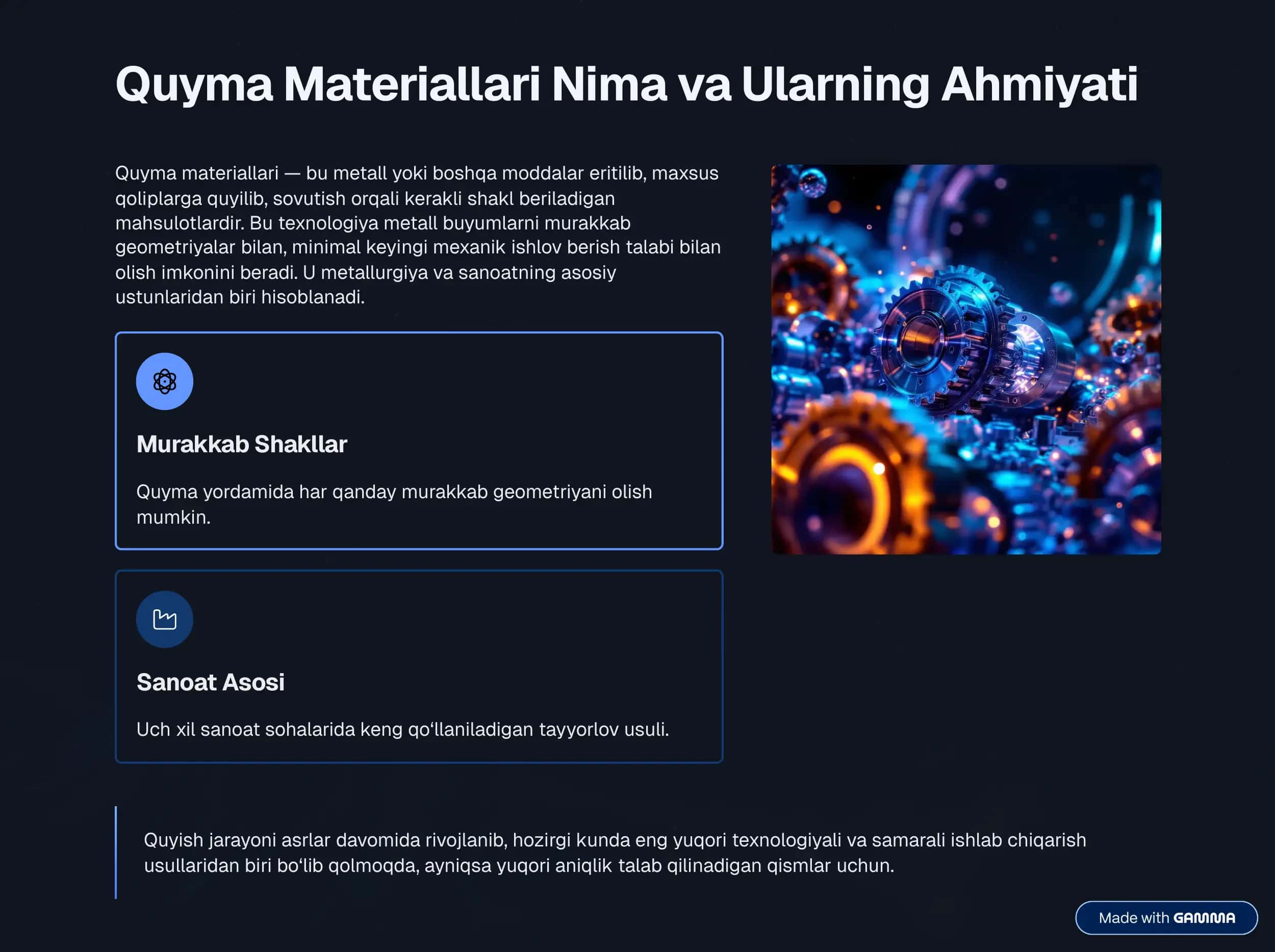 Quyma materiallari. Quyma zagotovkalarning umumiy tavsifi. 2